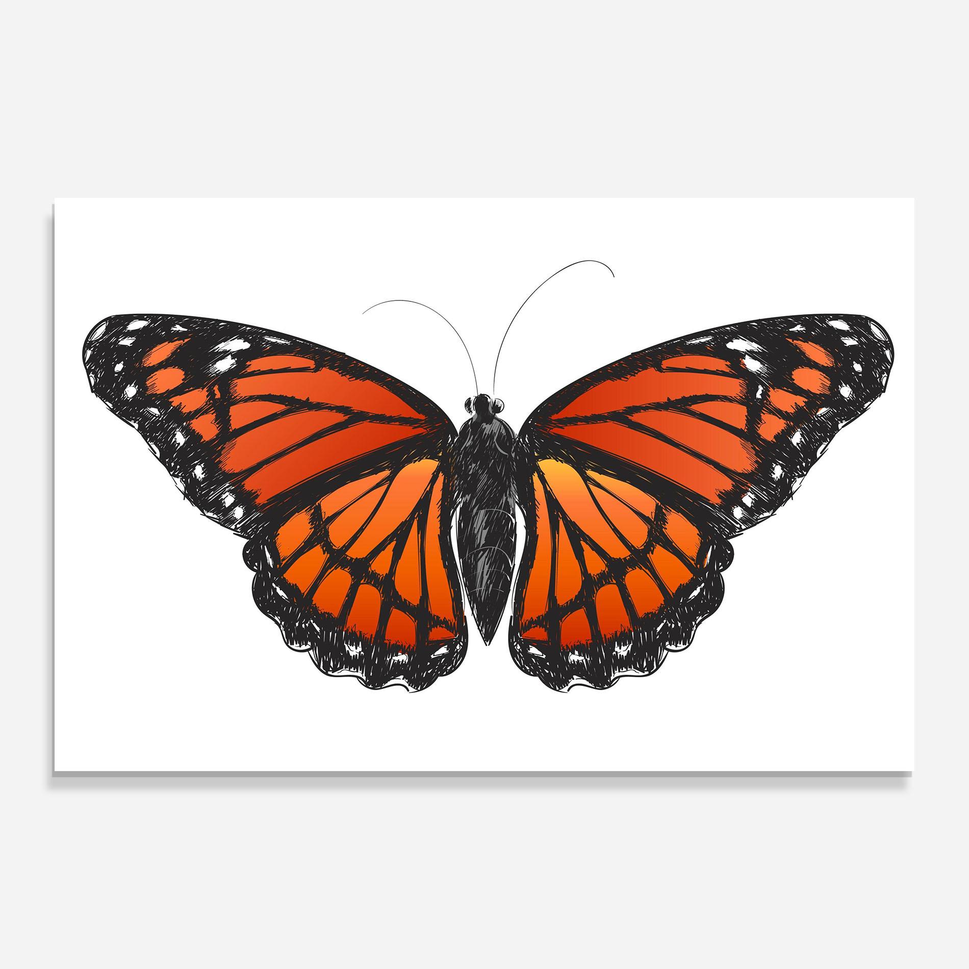 Tablou Sticla Beautiful Orange Butterfly mockup 0