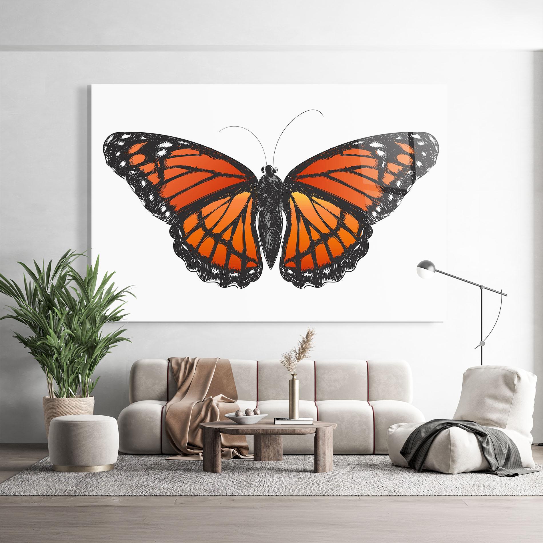Tablou Sticla Beautiful Orange Butterfly mockup 9