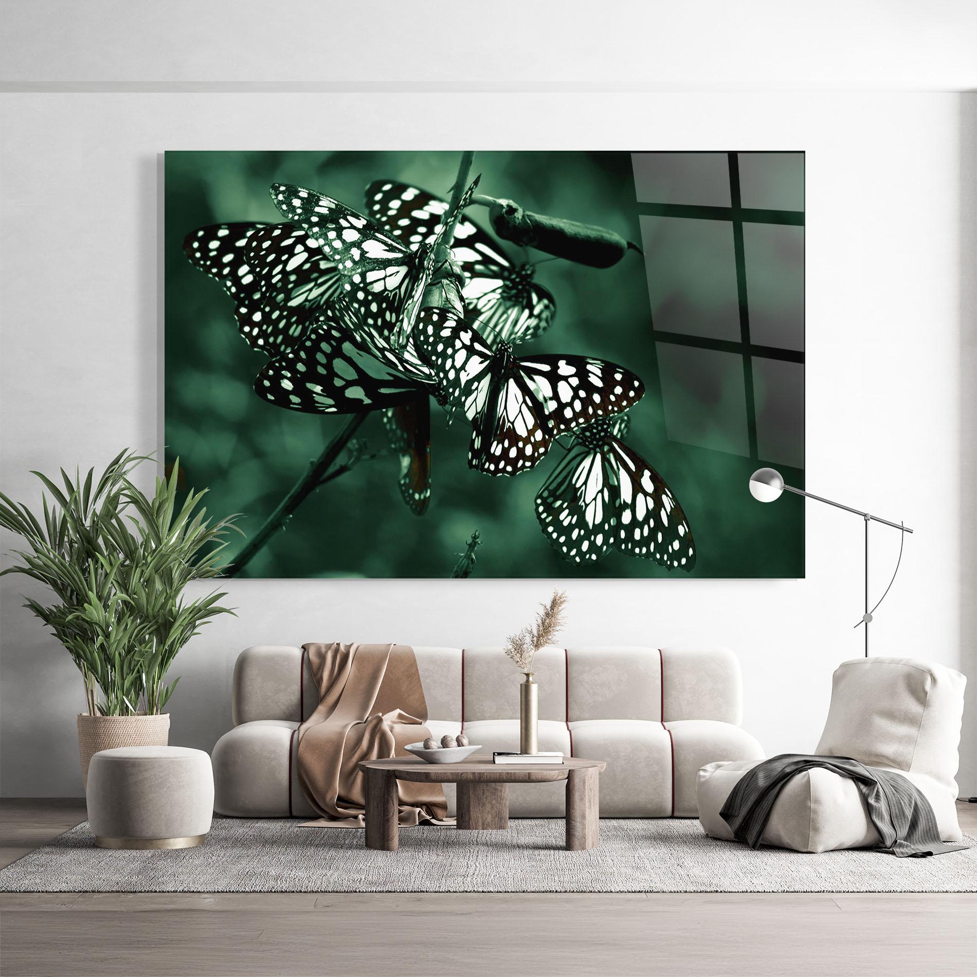 Tablou Sticla Black White Butterflies mockup 9