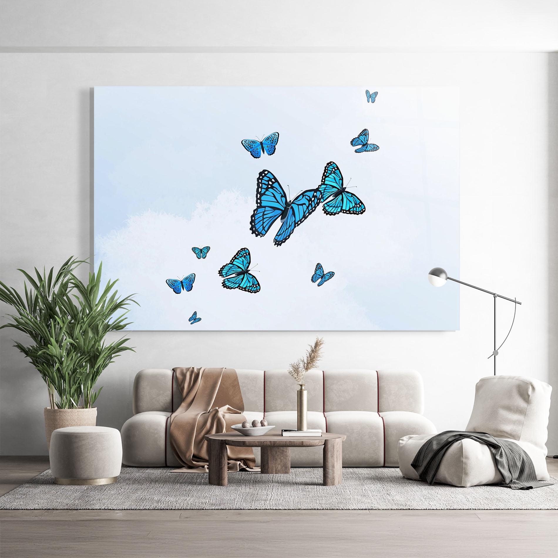 Tablou Sticla Blue Sky Butterfly mockup 9