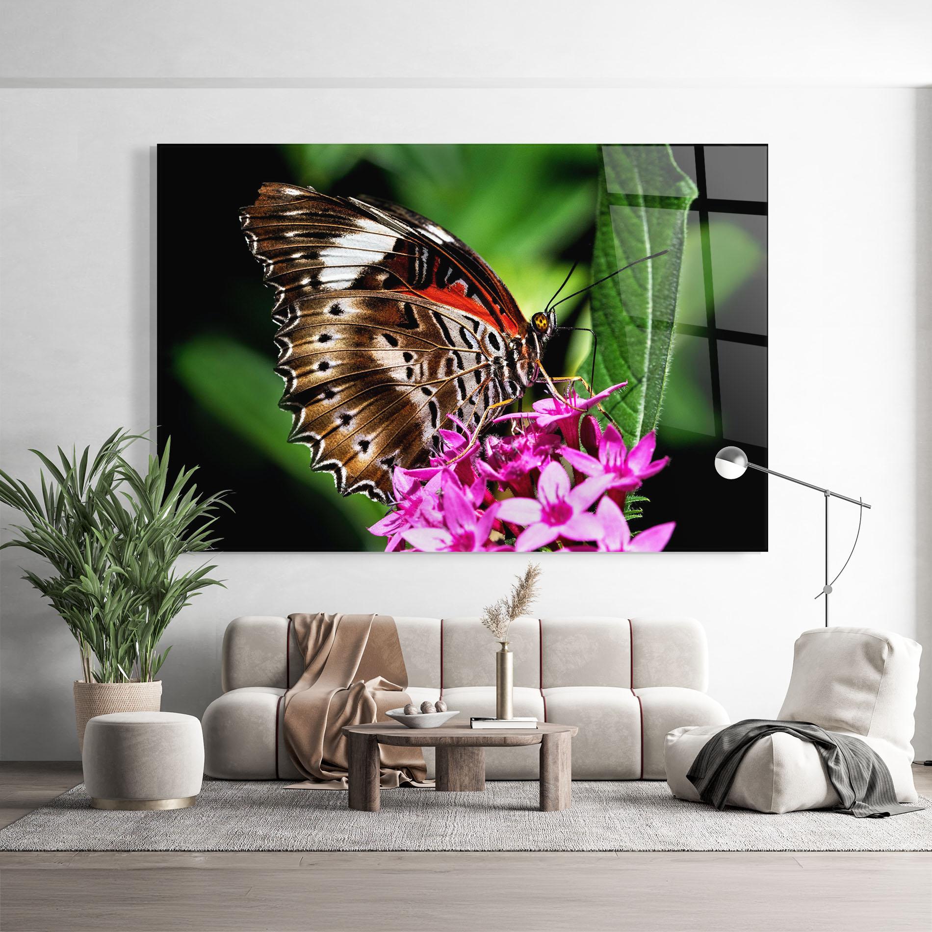 Tablou Sticla Brown Red Butterfly mockup 9
