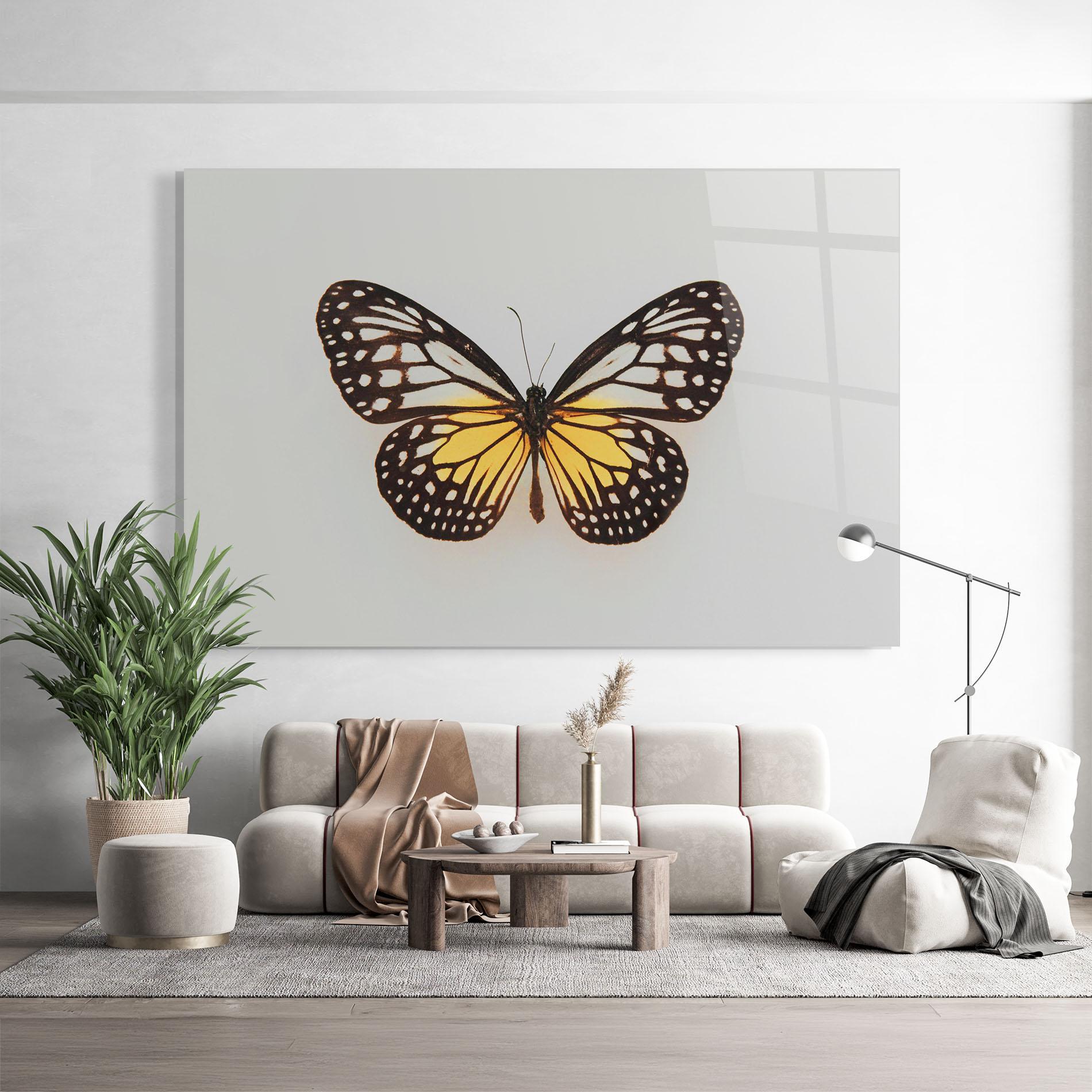 Tablou Sticla Butterfly On Grey mockup 9