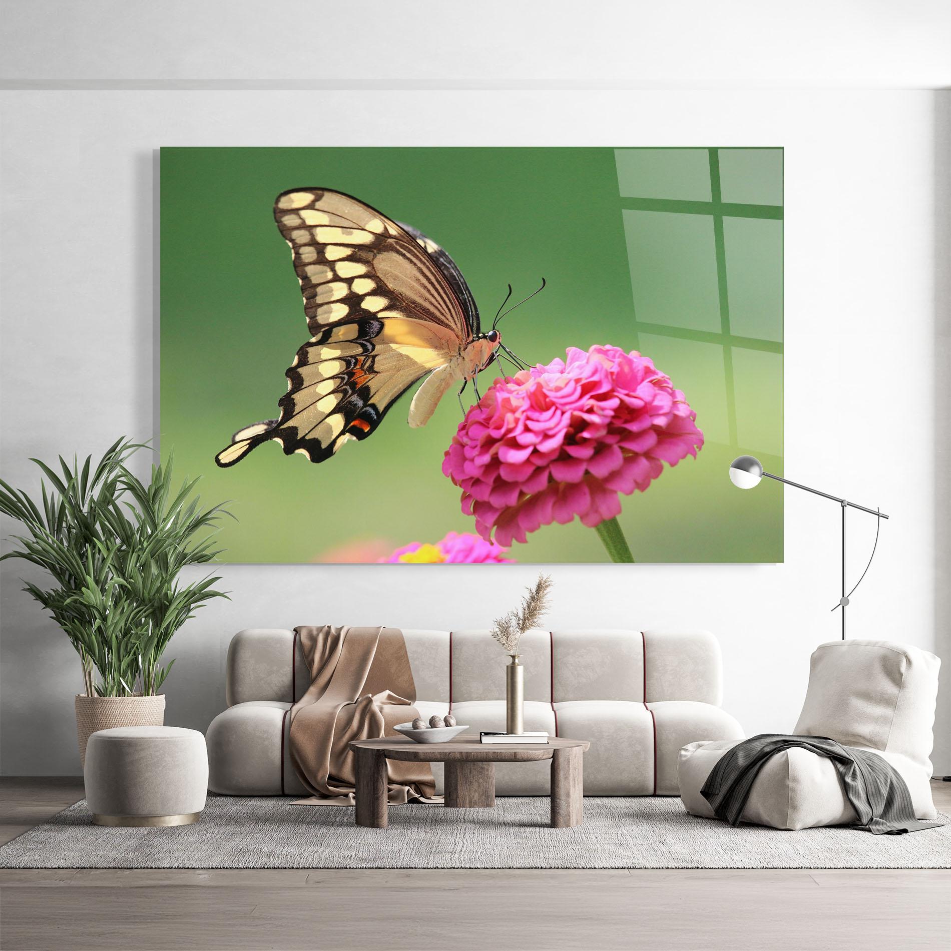 Tablou Sticla Cute Cream Butterfly mockup 9