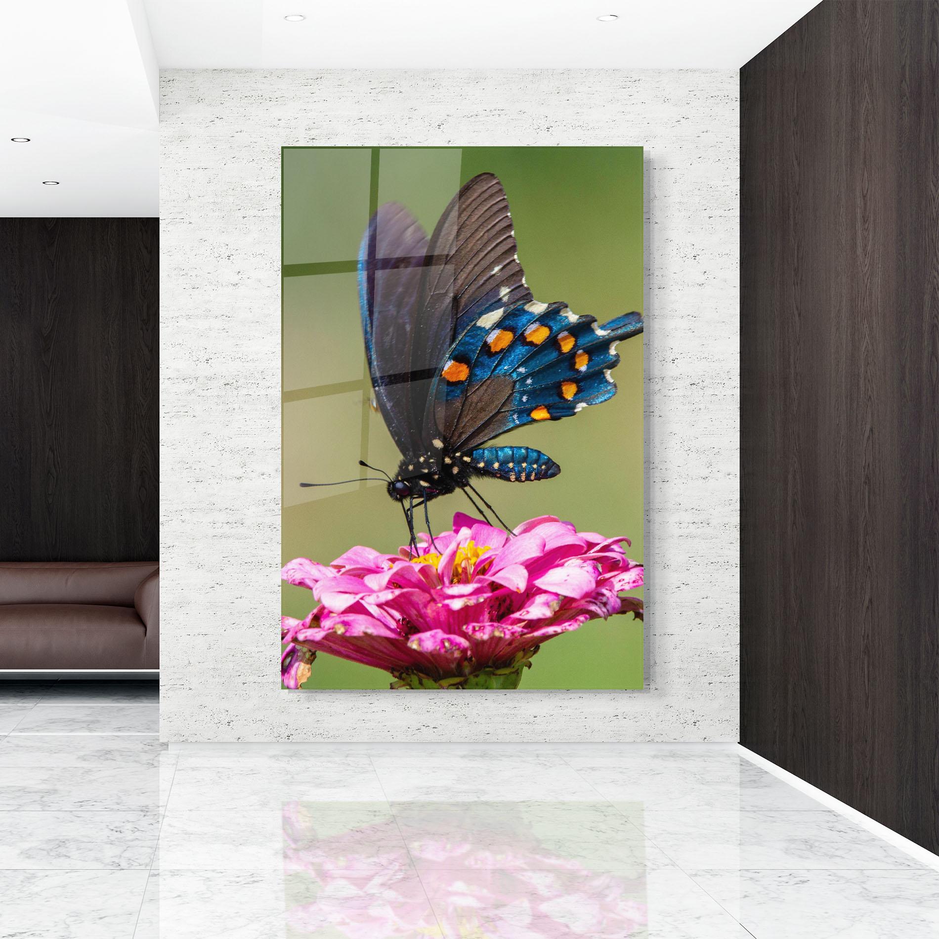 Tablou Sticla Blue Grey Butterfly mockup 9