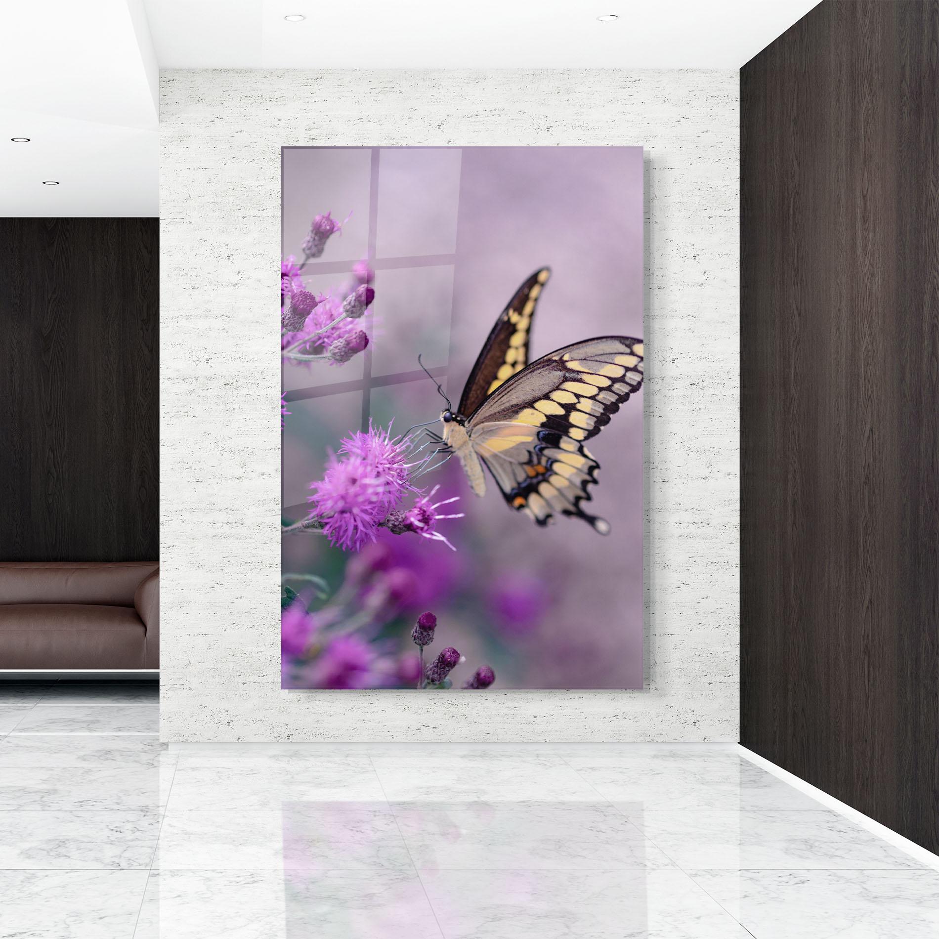 Tablou Sticla Cream Black Butterfly mockup 9