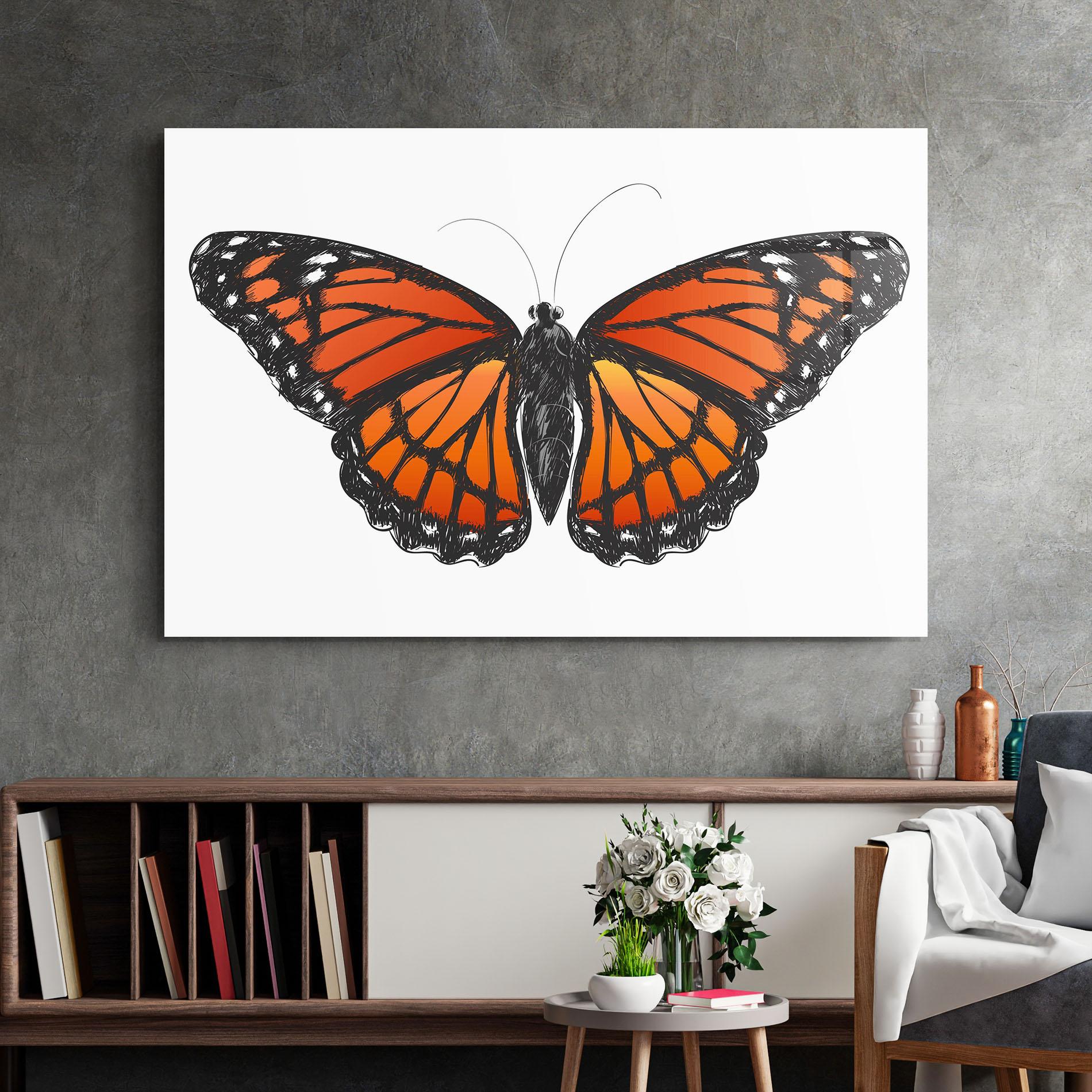 Tablou Sticla Beautiful Orange Butterfly mockup 2