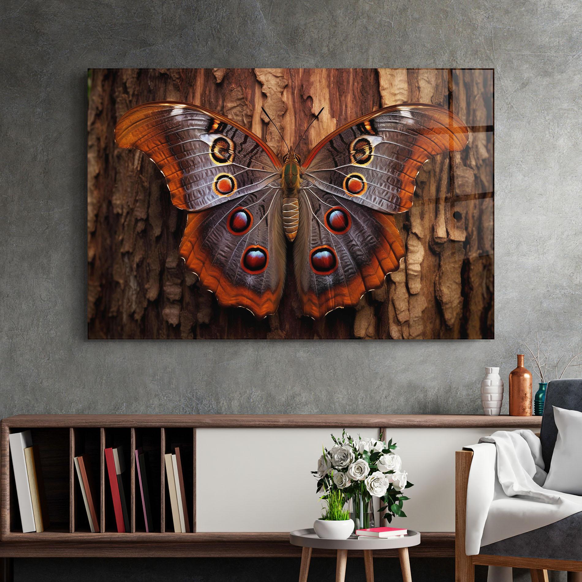 Tablou Sticla Brown Eyes Butterfly mockup 2