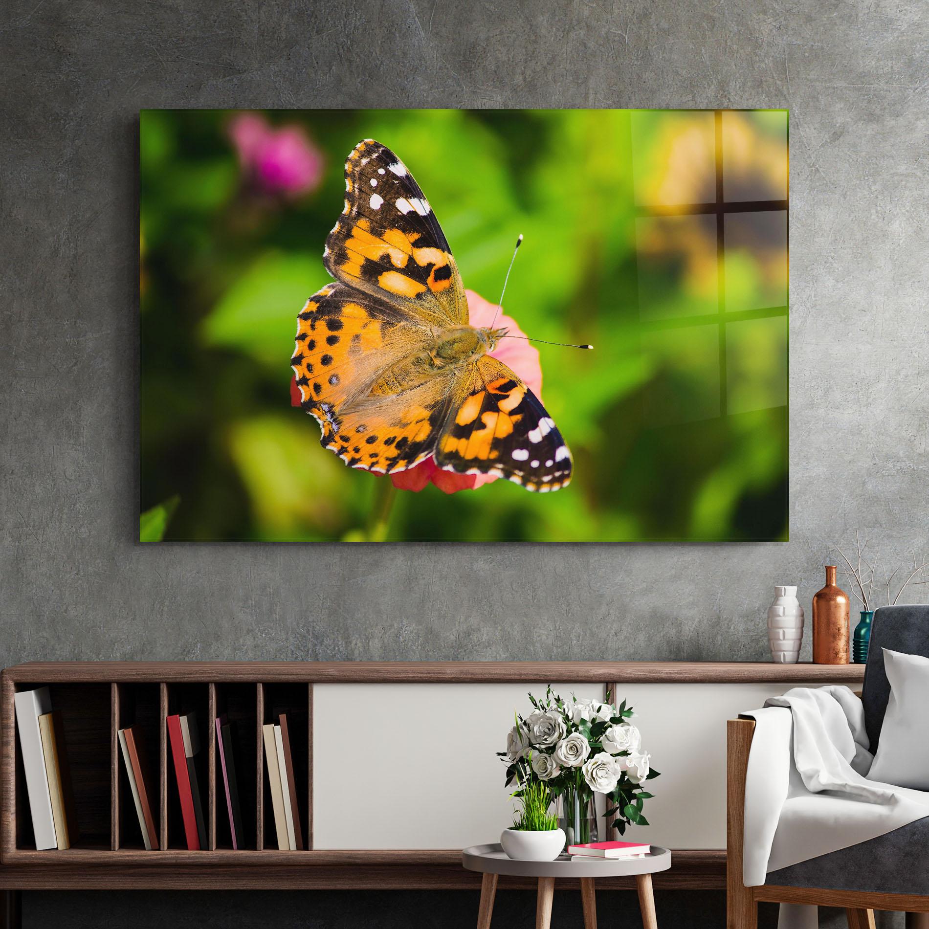 Tablou Sticla Butterfly On Flower mockup 2