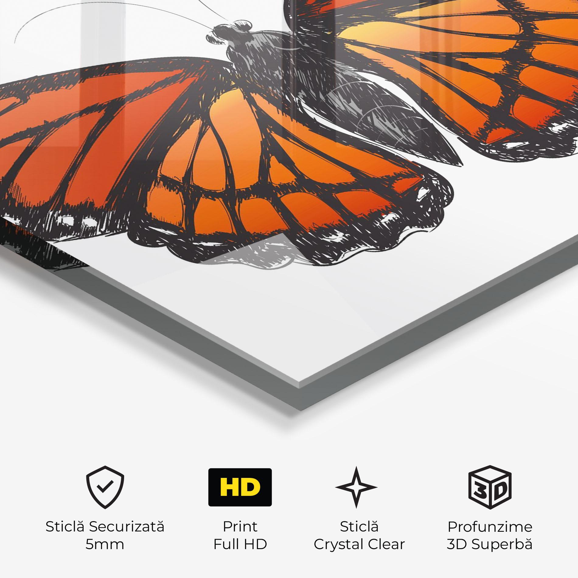 Tablou Sticla Beautiful Orange Butterfly mockup 3
