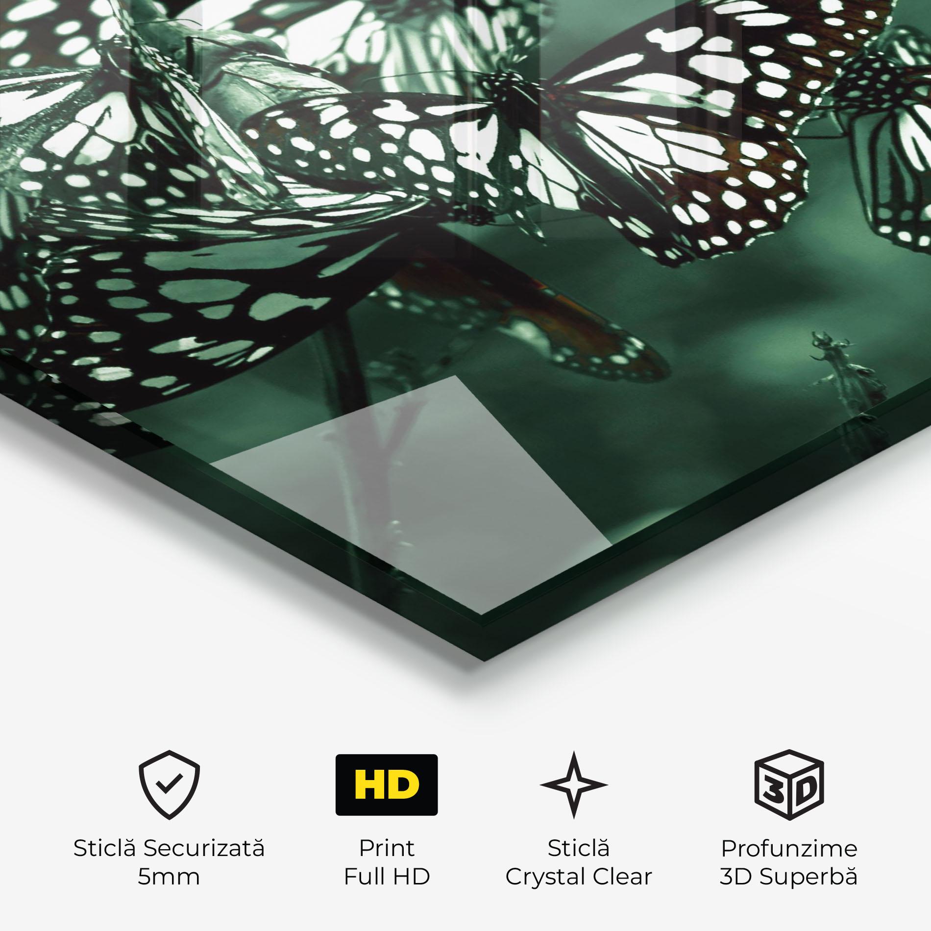 Tablou Sticla Black White Butterflies mockup 3