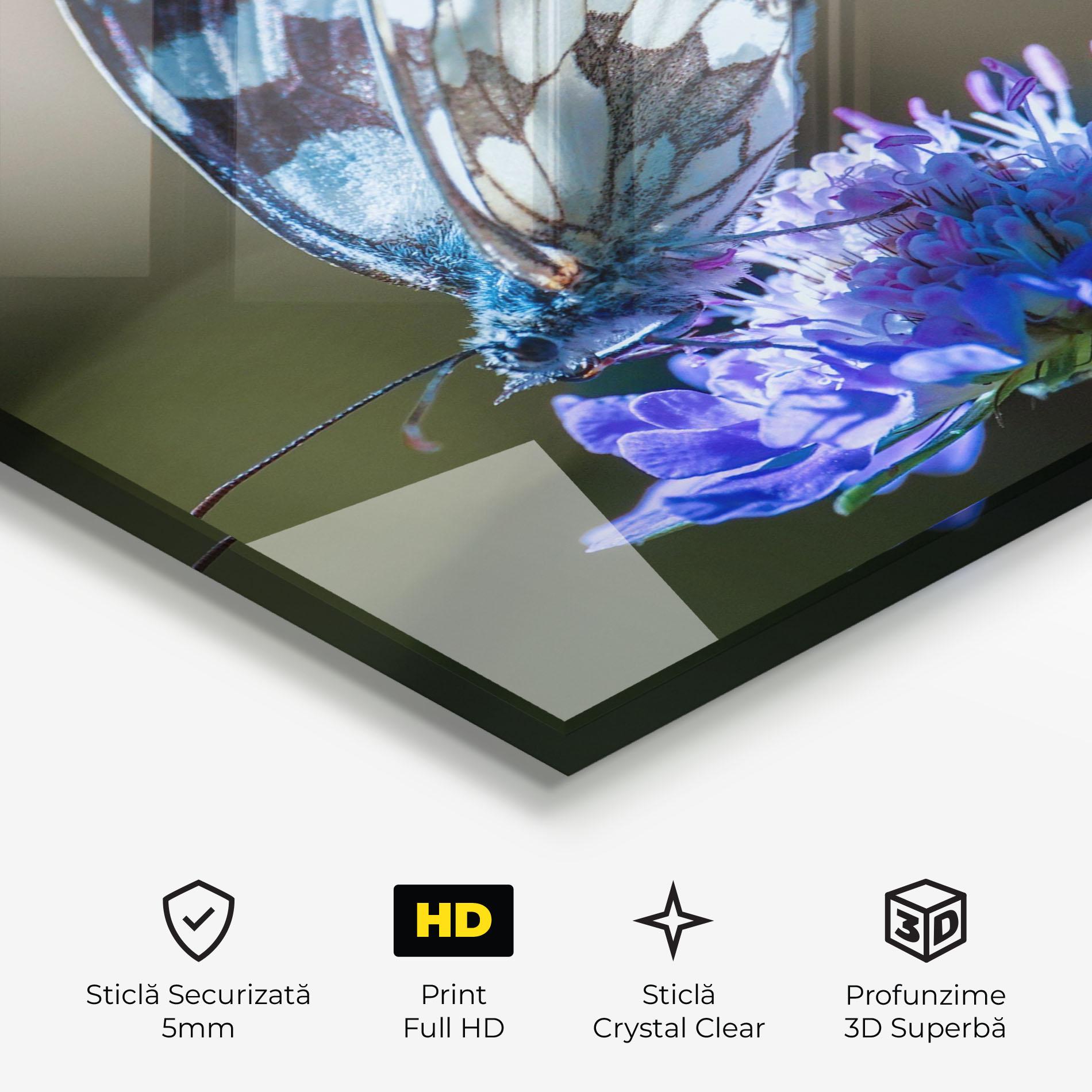 Tablou Sticla Blue Butterfly In Nature mockup 3