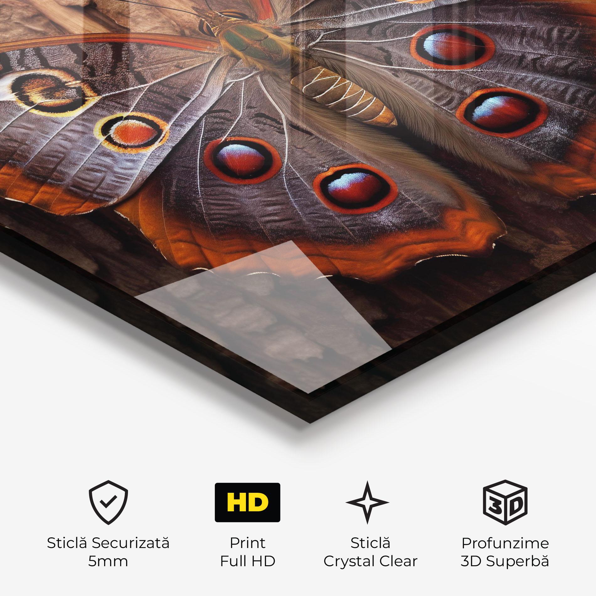 Tablou Sticla Brown Eyes Butterfly mockup 3