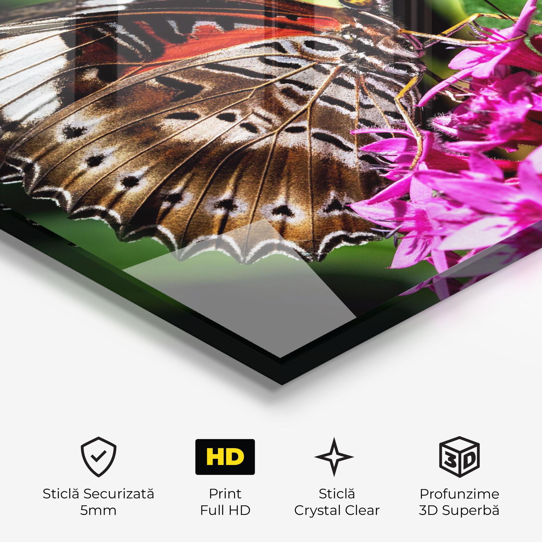 Tablou Sticla Brown Red Butterfly mockup 3