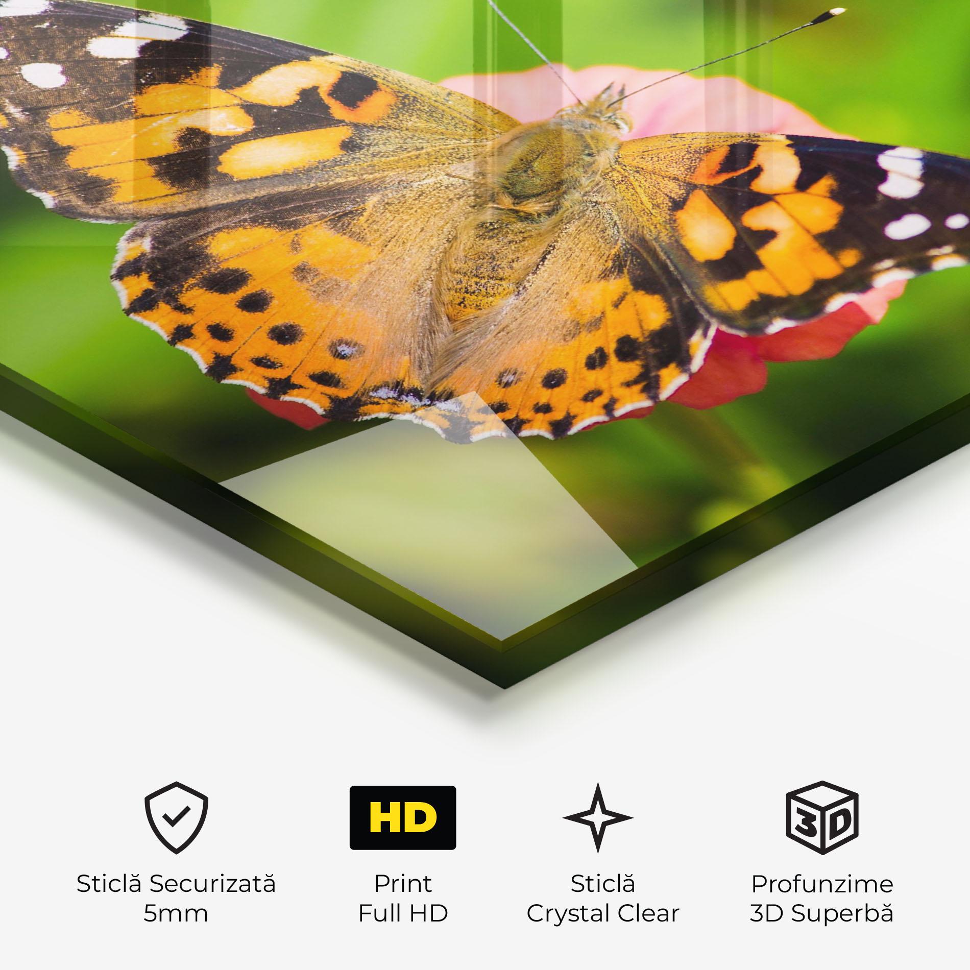 Tablou Sticla Butterfly On Flower mockup 3