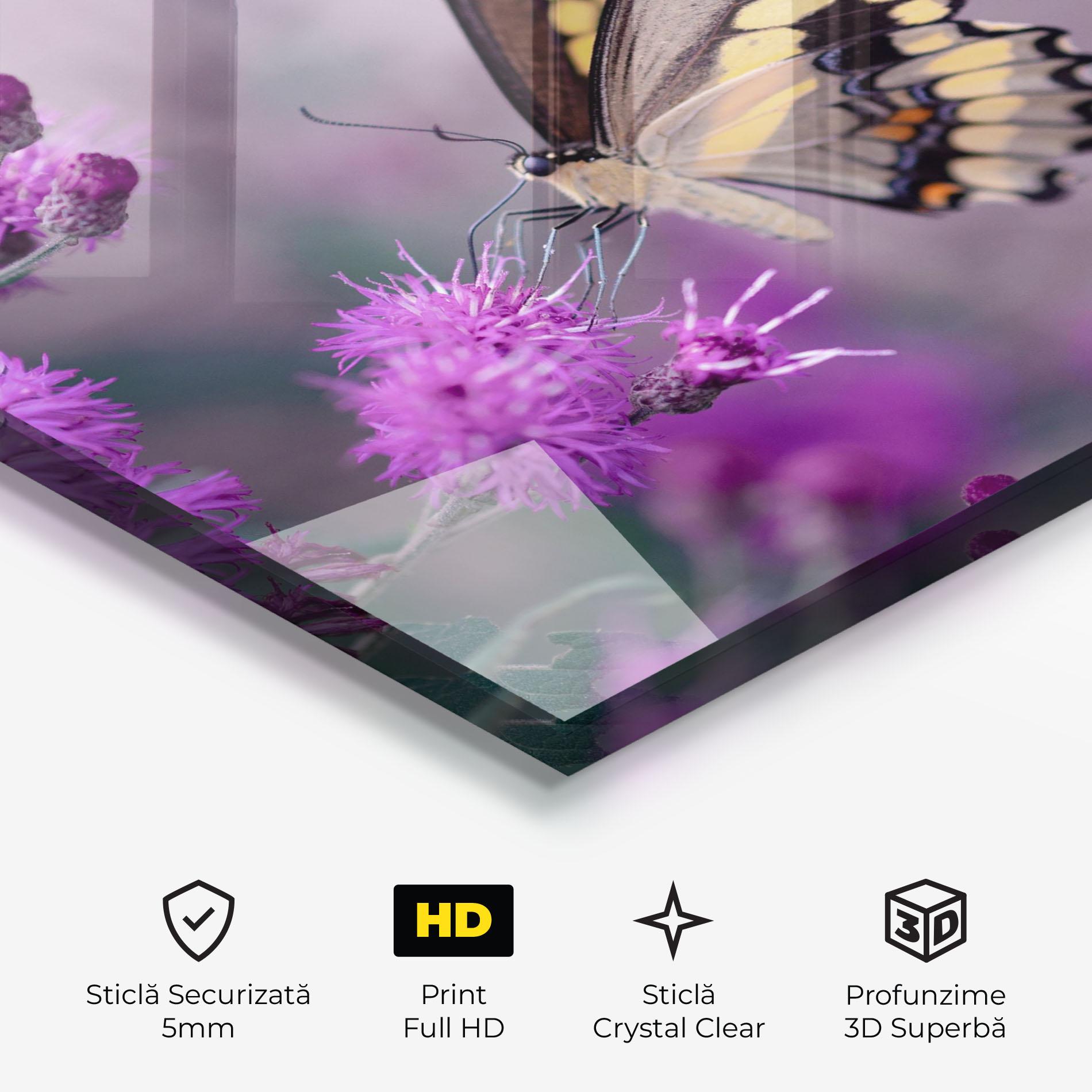 Tablou Sticla Cream Black Butterfly mockup 3