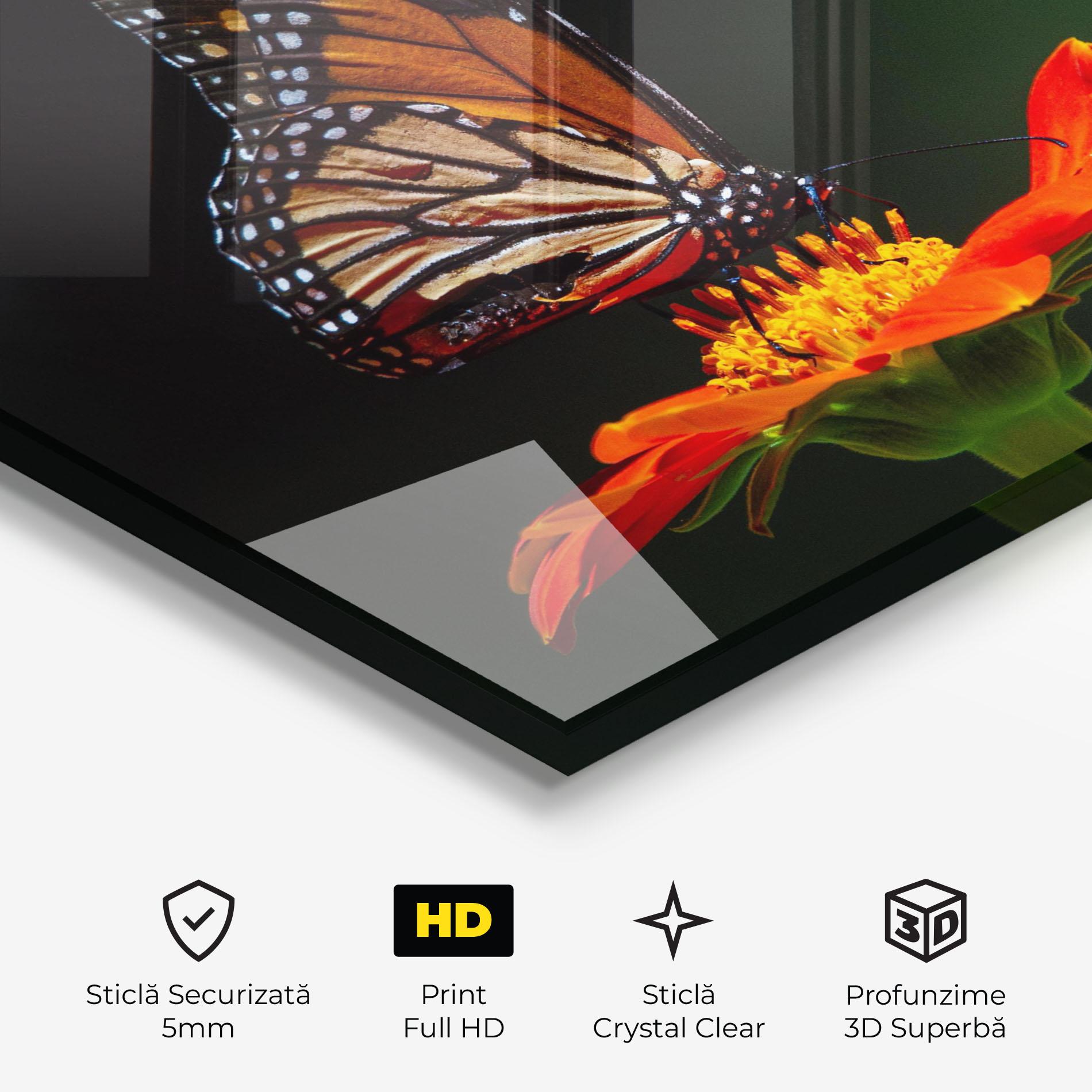Tablou Sticla Dark Orange Butterfy mockup 3