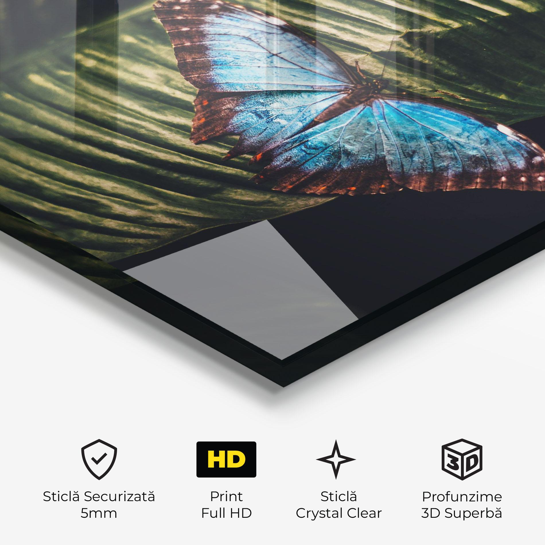 Tablou Sticla Light Blue Butterfly mockup 3