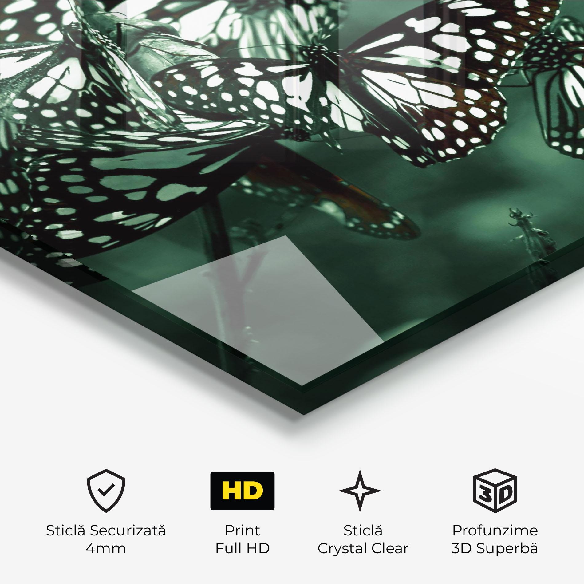 Tablou Sticla Black White Butterflies mockup 3