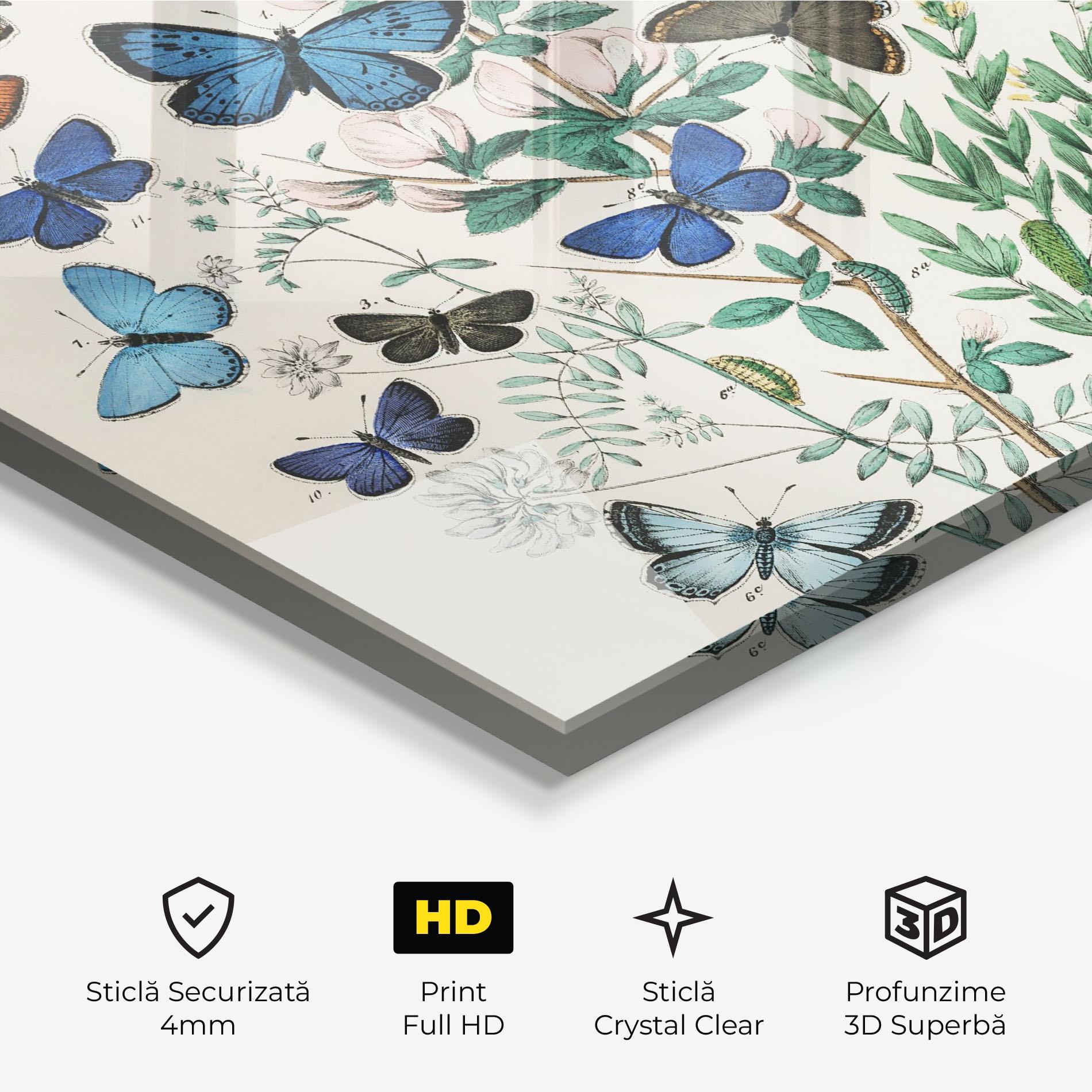 Tablou Sticla Blue Orange Butterflies mockup 3