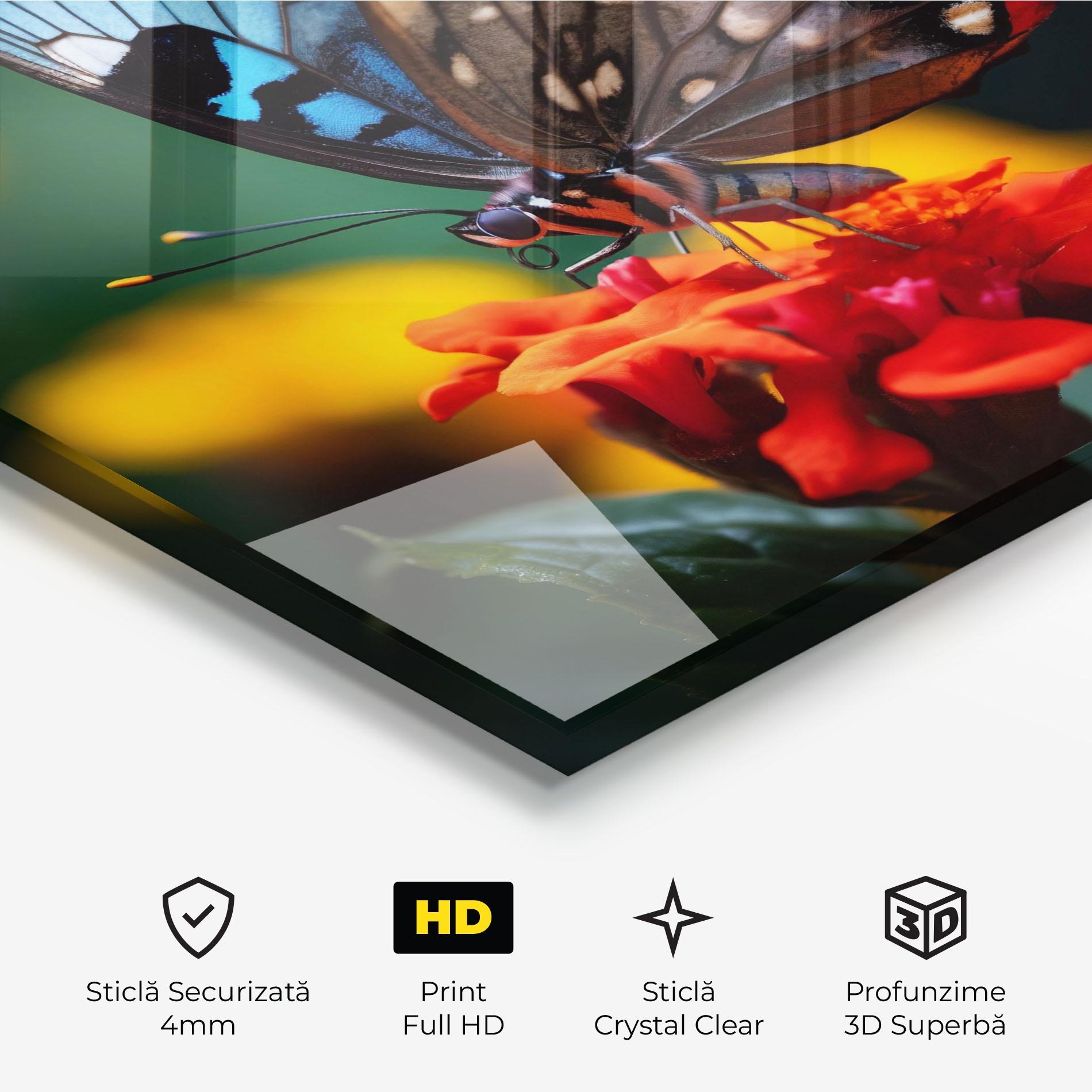Tablou Sticla Blue Red Butterfly mockup 3