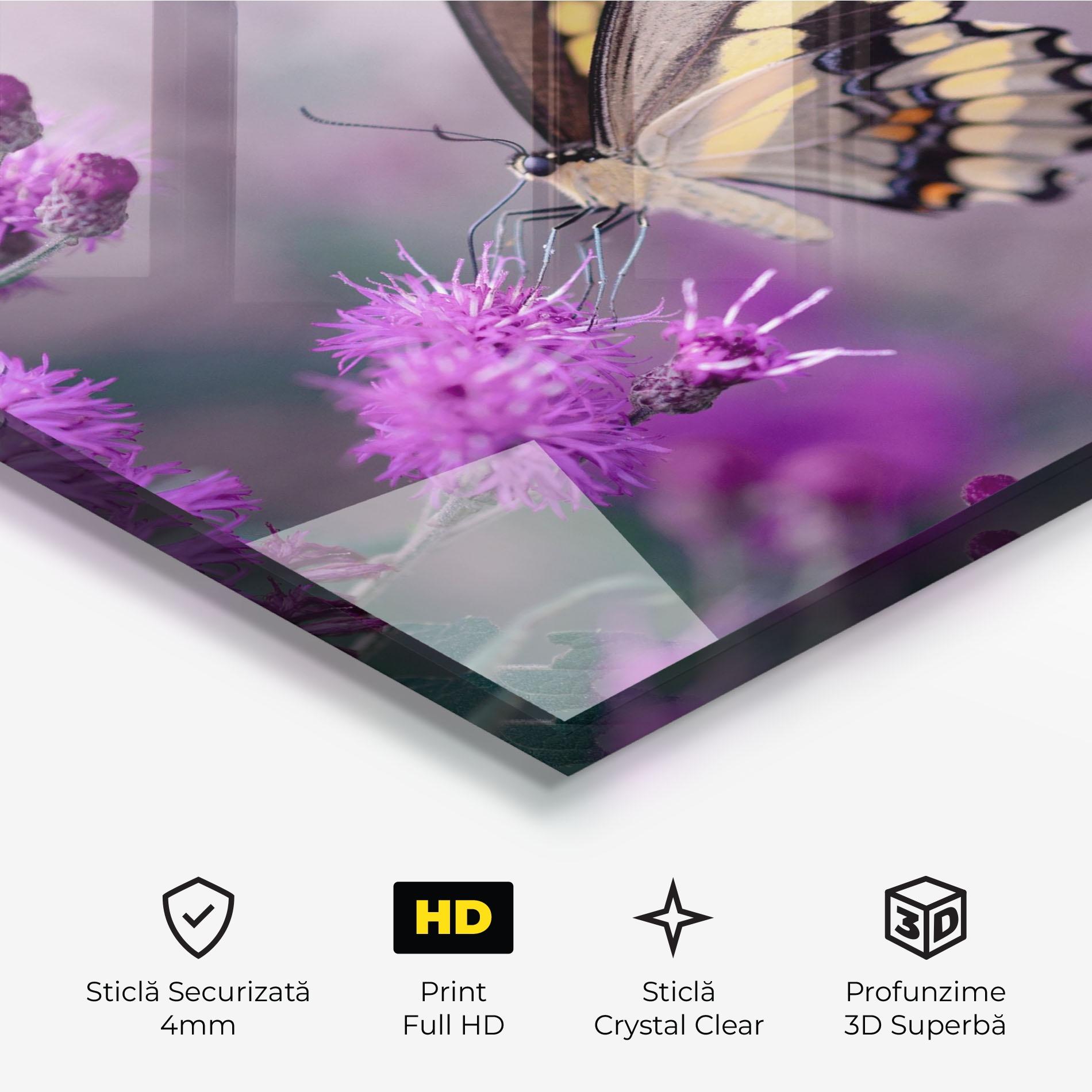 Tablou Sticla Cream Black Butterfly mockup 3