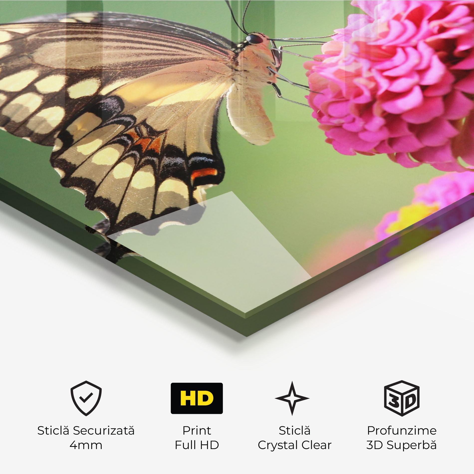 Tablou Sticla Cute Cream Butterfly mockup 3