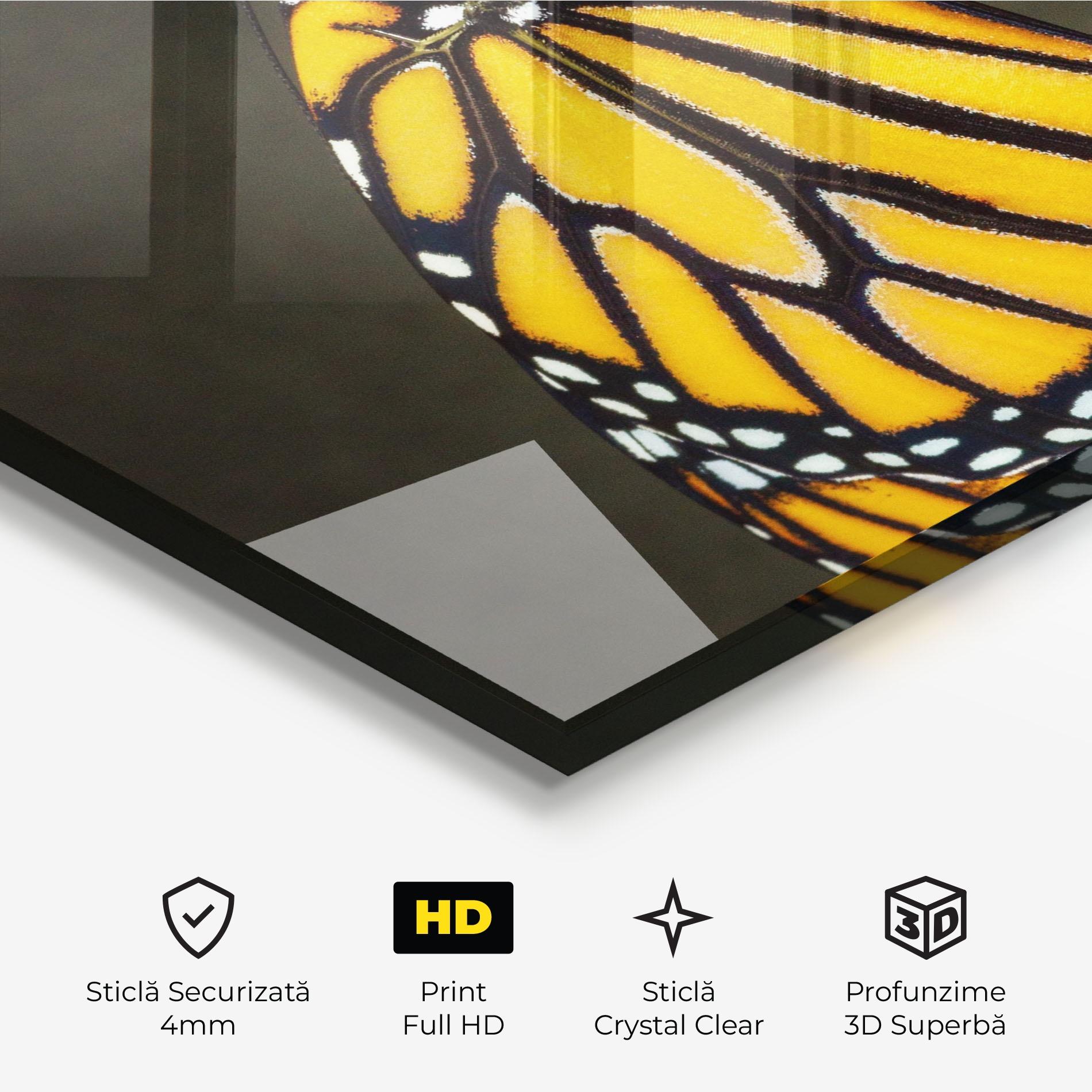 Tablou Sticla Dark Yellow Butterfly mockup 3