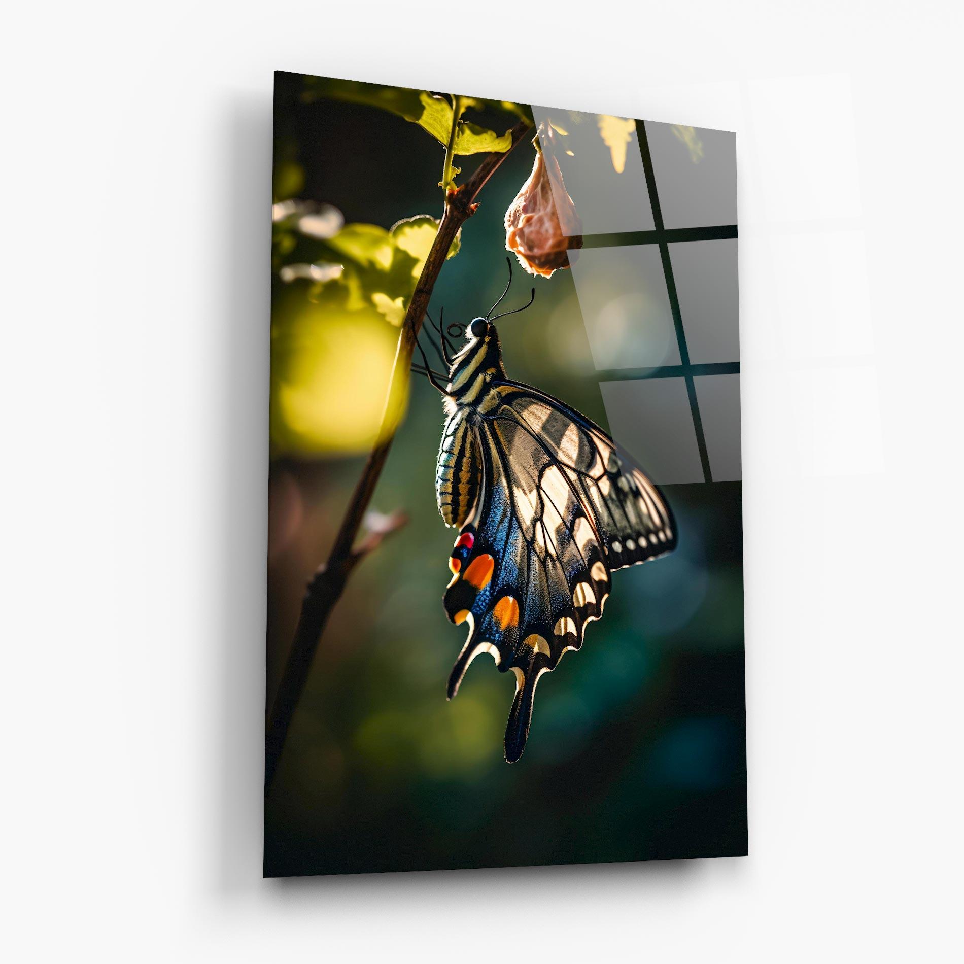 Tablou Sticla Blue Cream Butterfly mockup 6