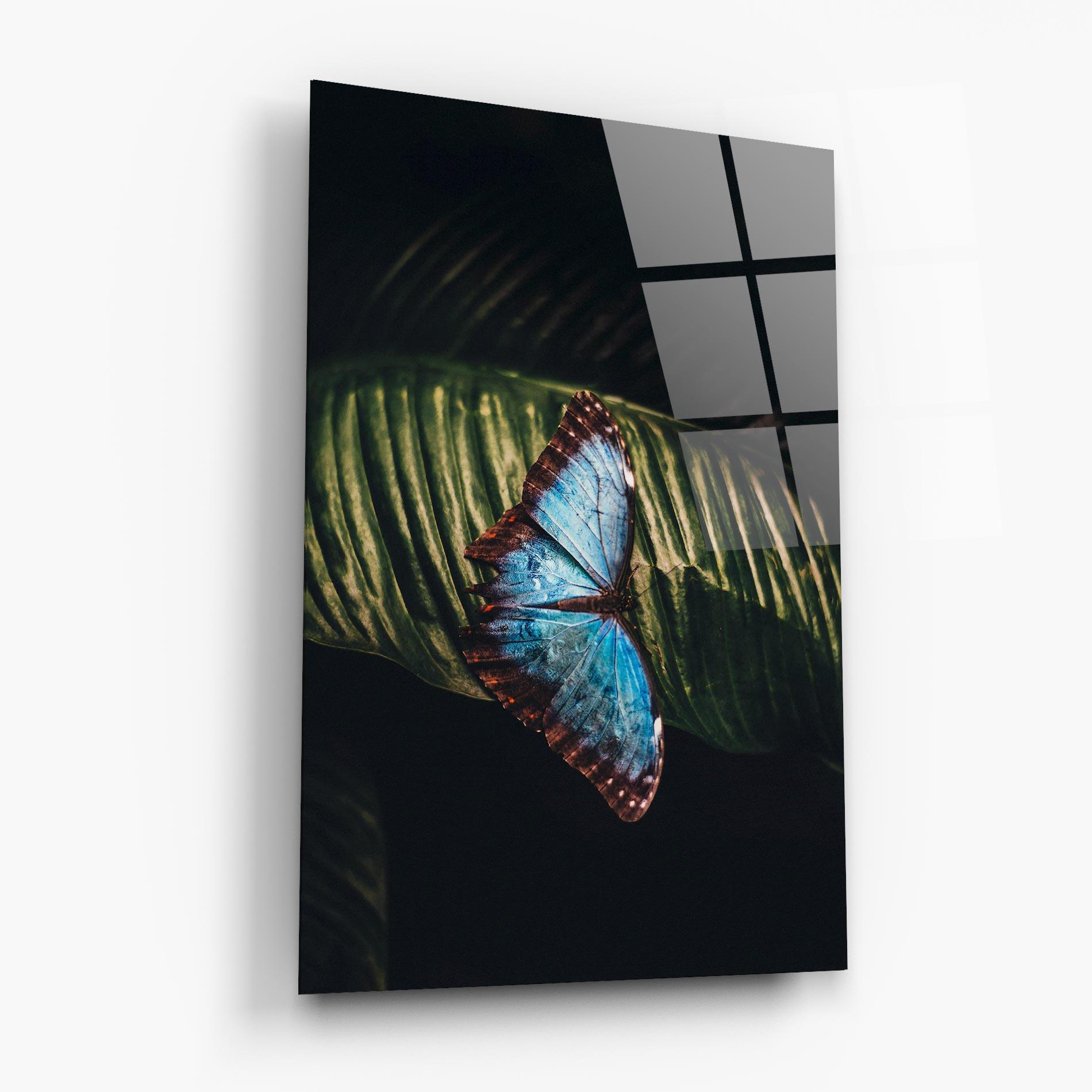 Tablou Sticla Light Blue Butterfly mockup 6
