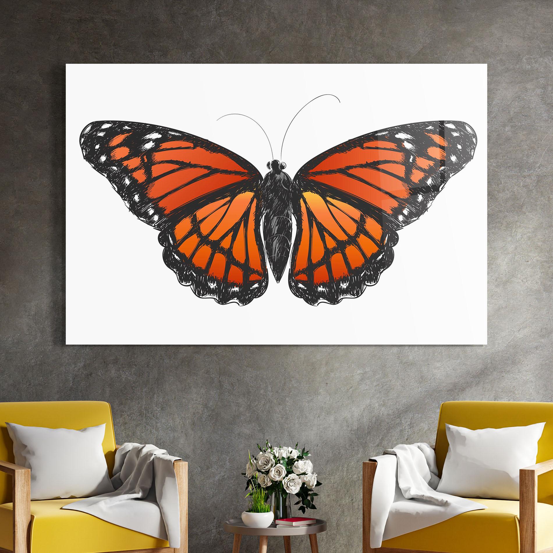 Tablou Sticla Beautiful Orange Butterfly mockup 4