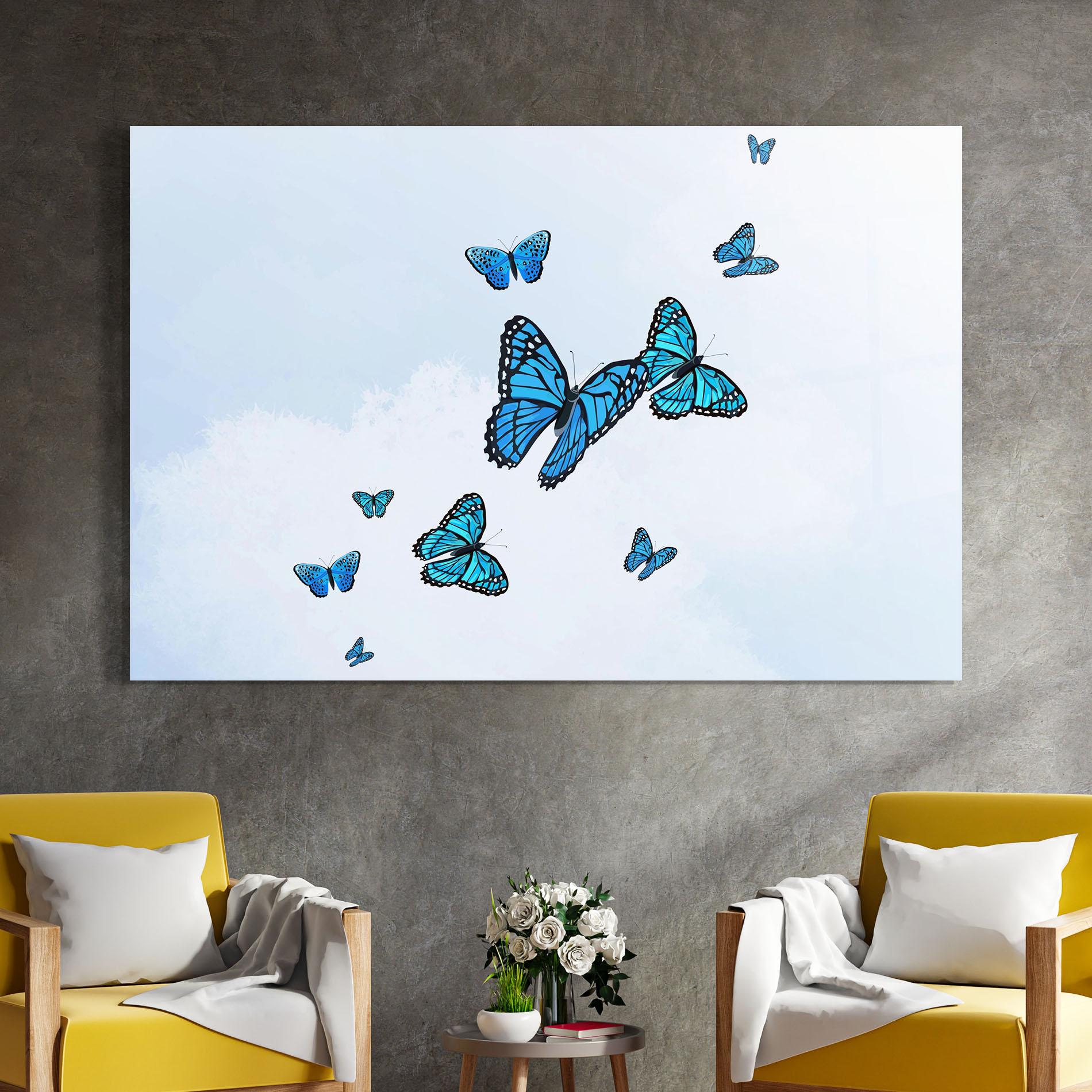 Tablou Sticla Blue Sky Butterfly mockup 4
