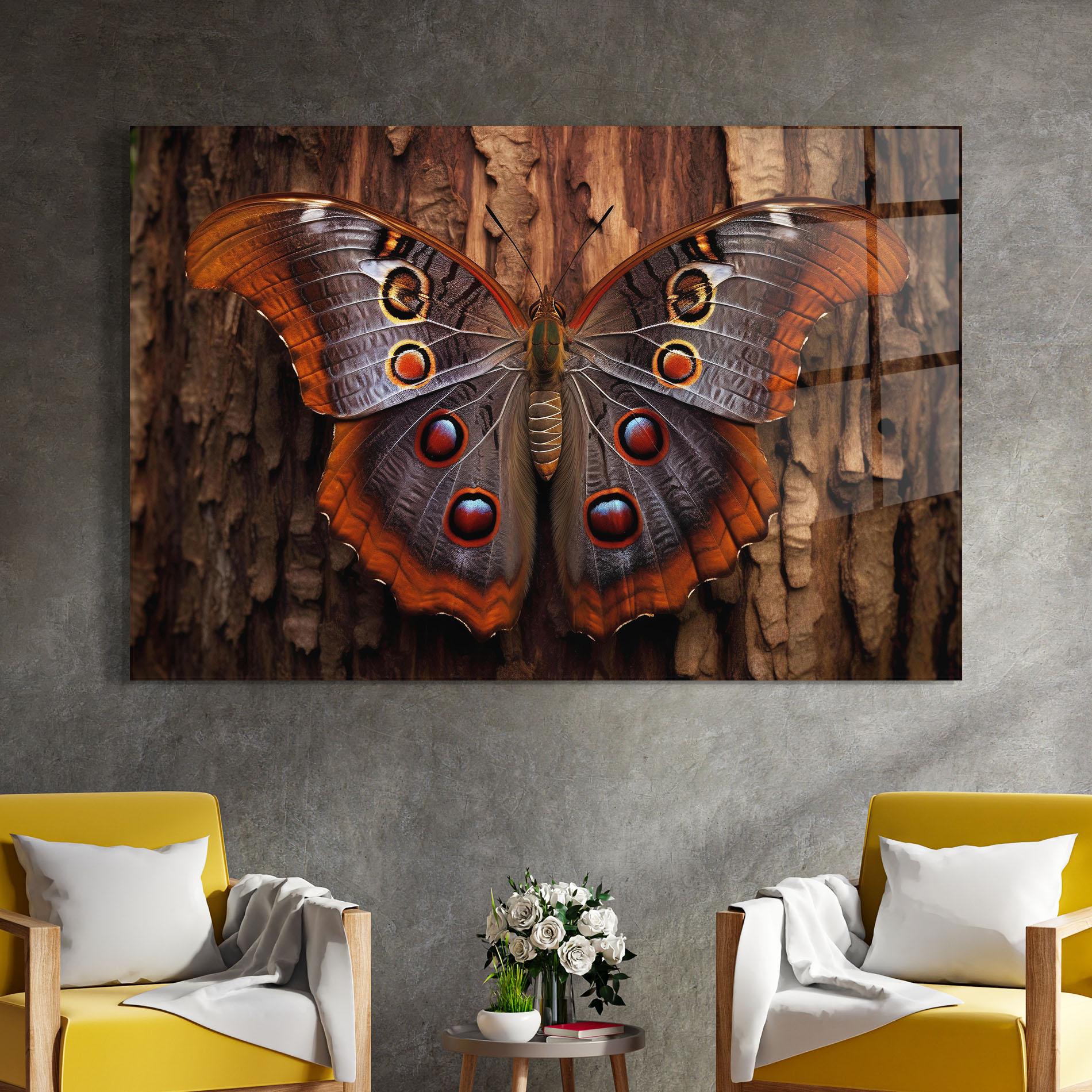 Tablou Sticla Brown Eyes Butterfly mockup 4