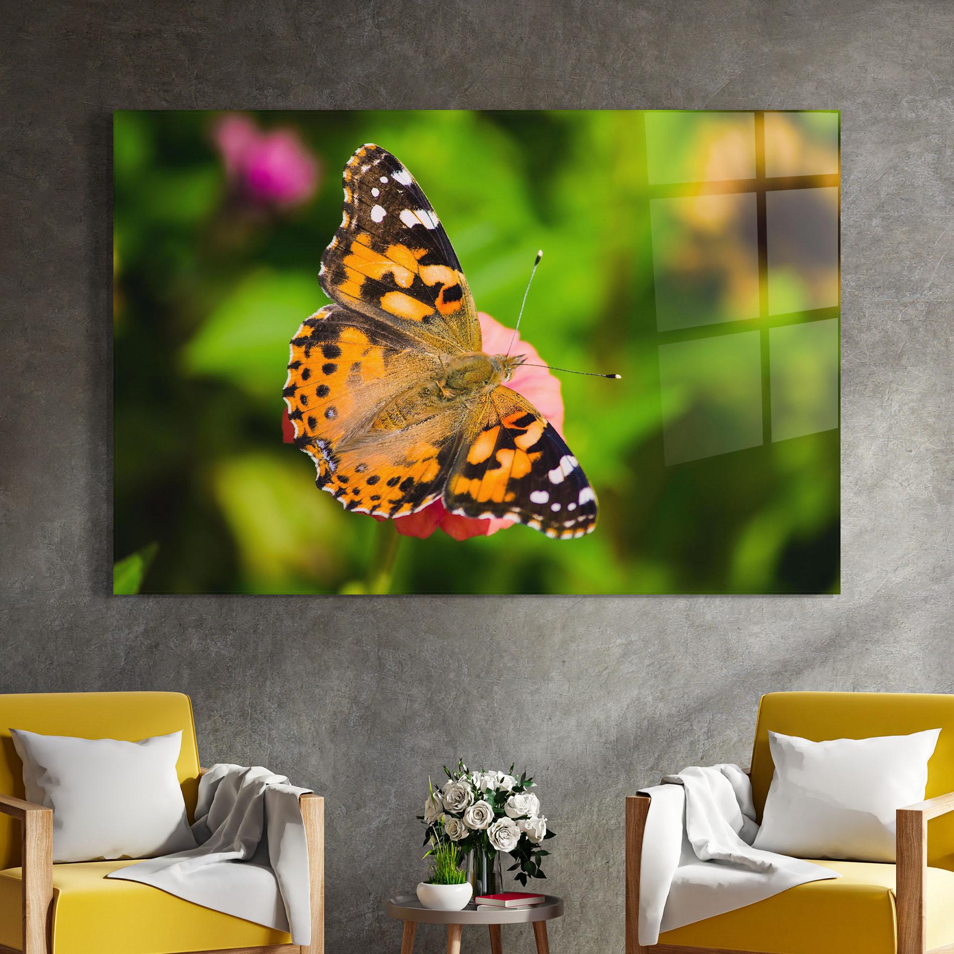Tablou Sticla Butterfly On Flower mockup 4