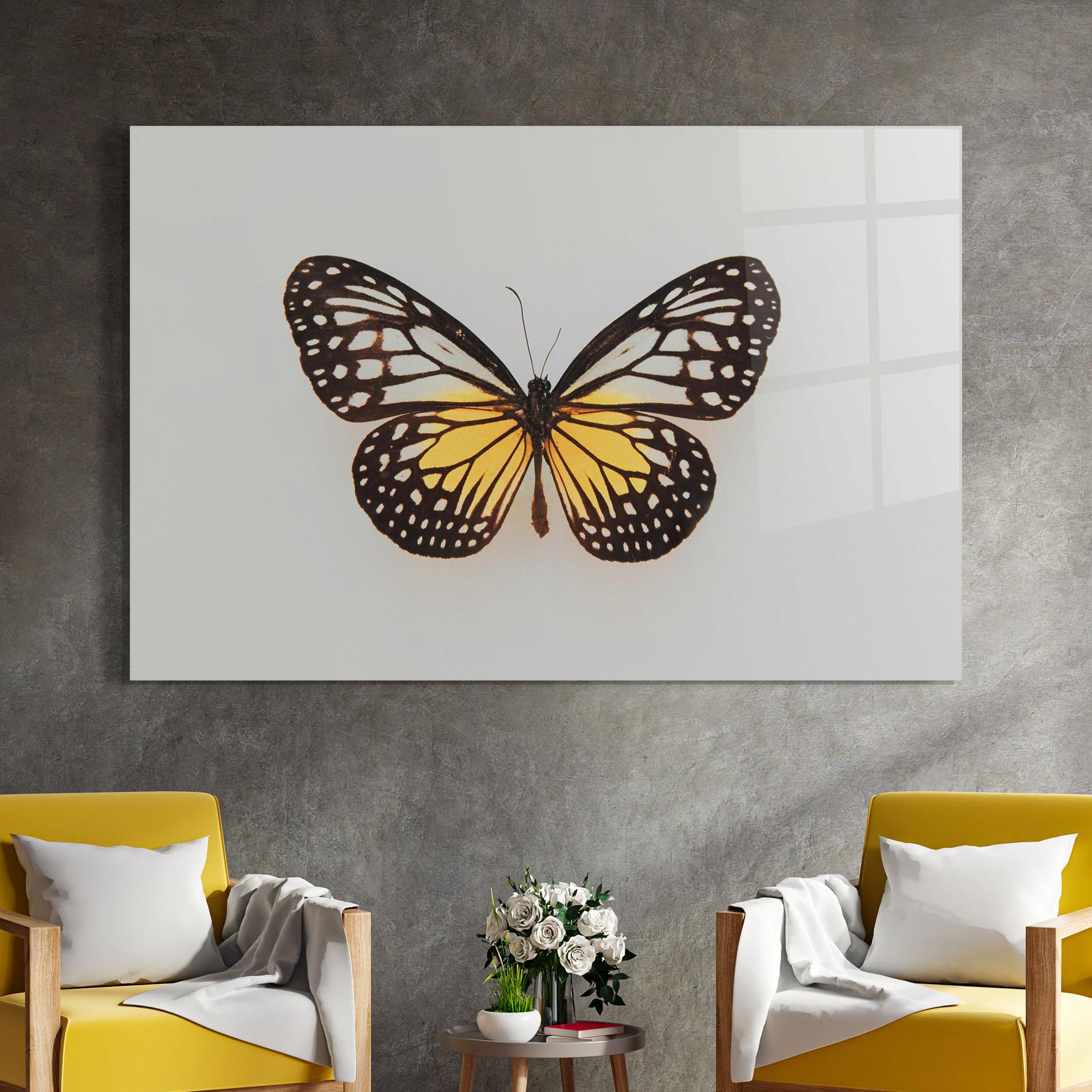 Tablou Sticla Butterfly On Grey mockup 4