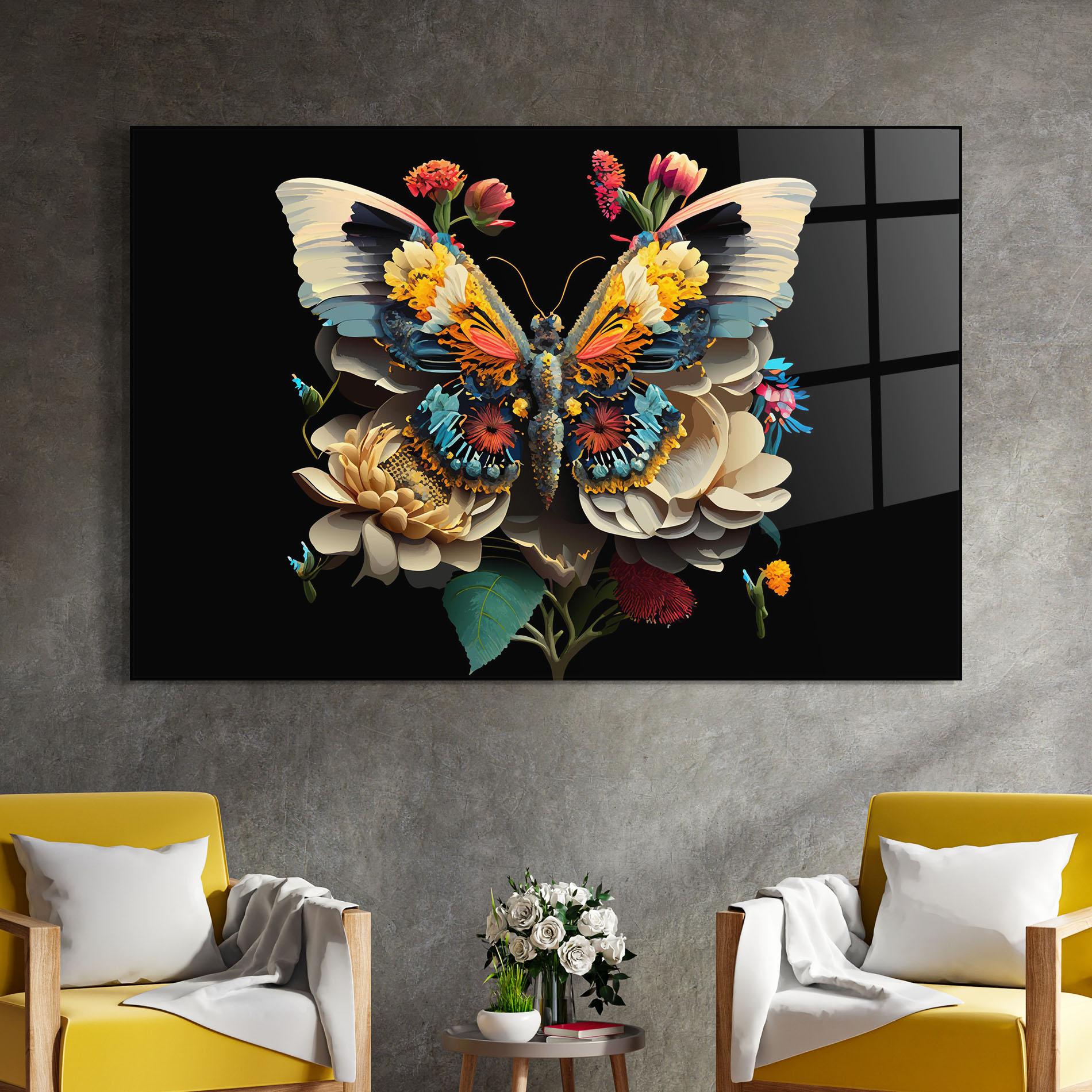 Tablou Sticla Colorful Butterfly mockup 4
