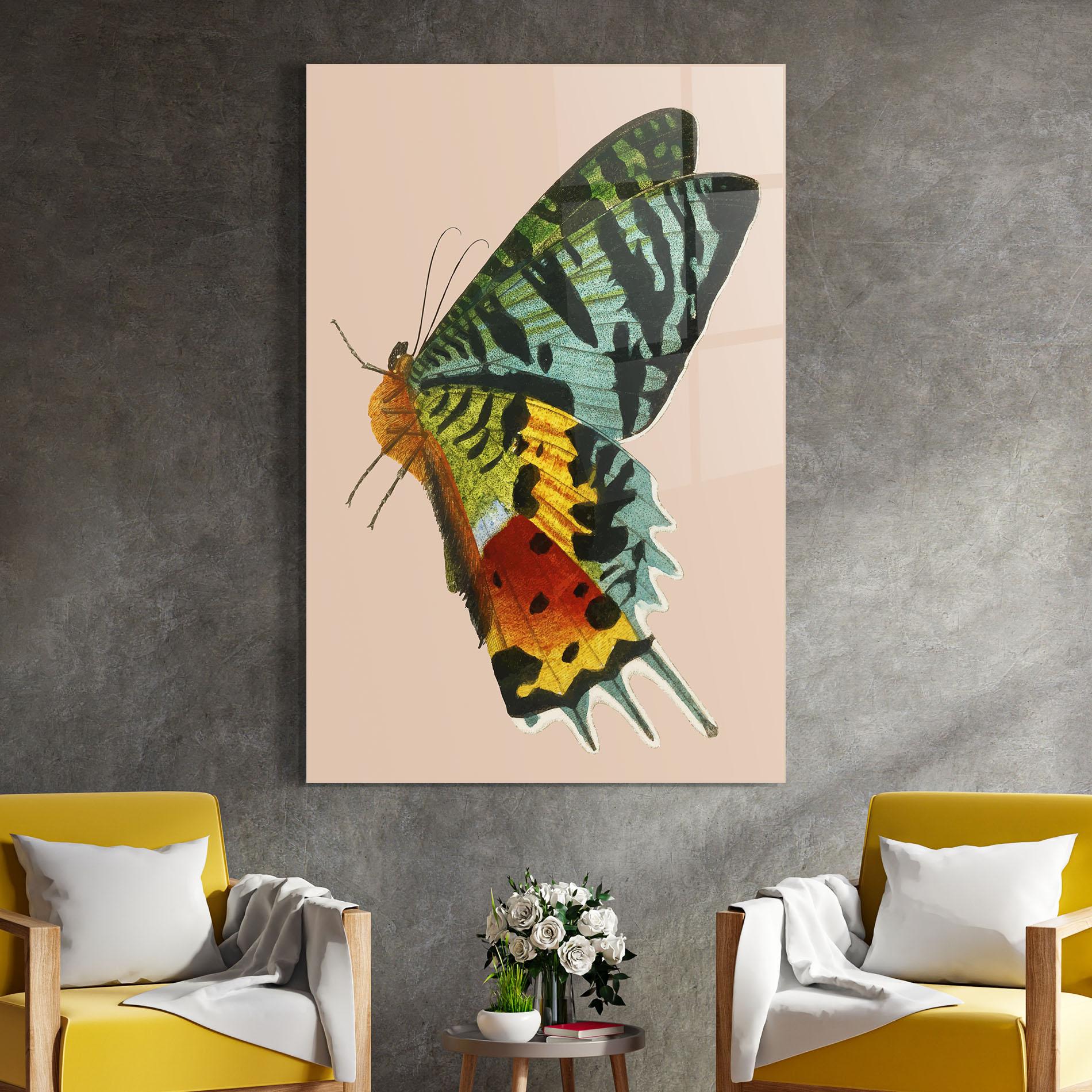 Tablou Sticla Butterfly On Pink mockup 4