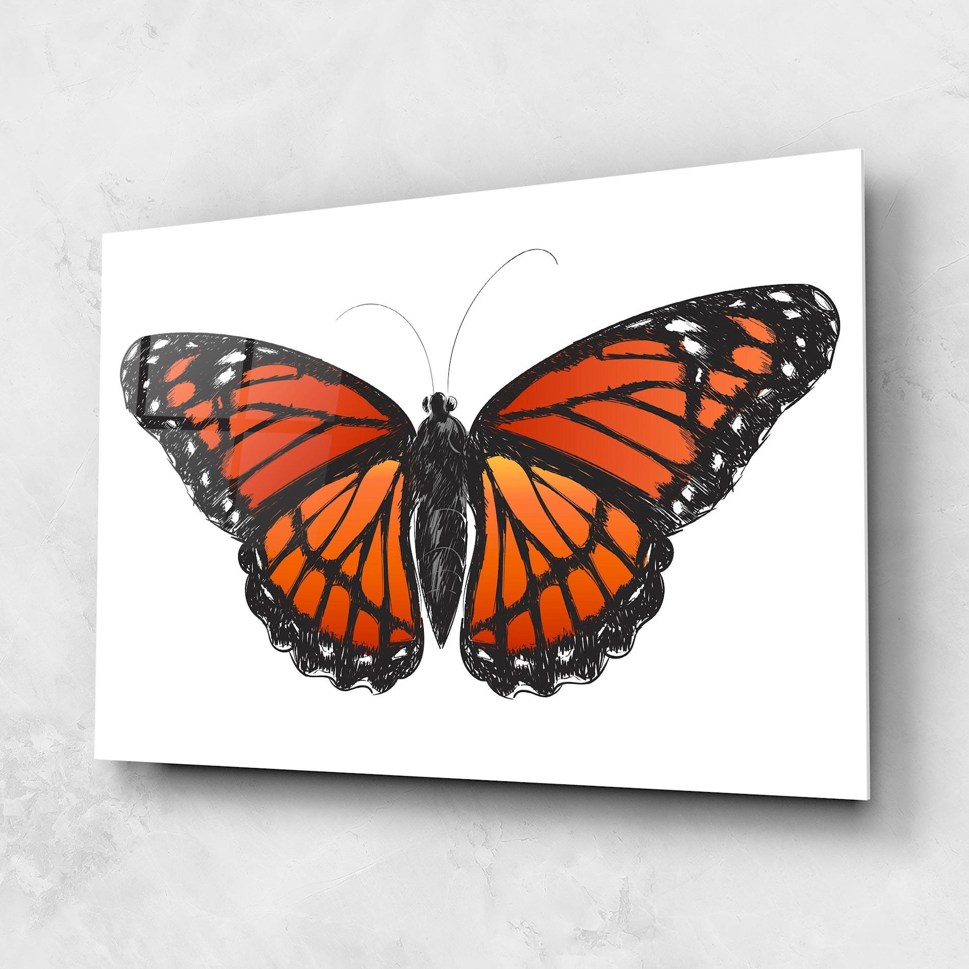 Tablou Sticla Beautiful Orange Butterfly mockup 1