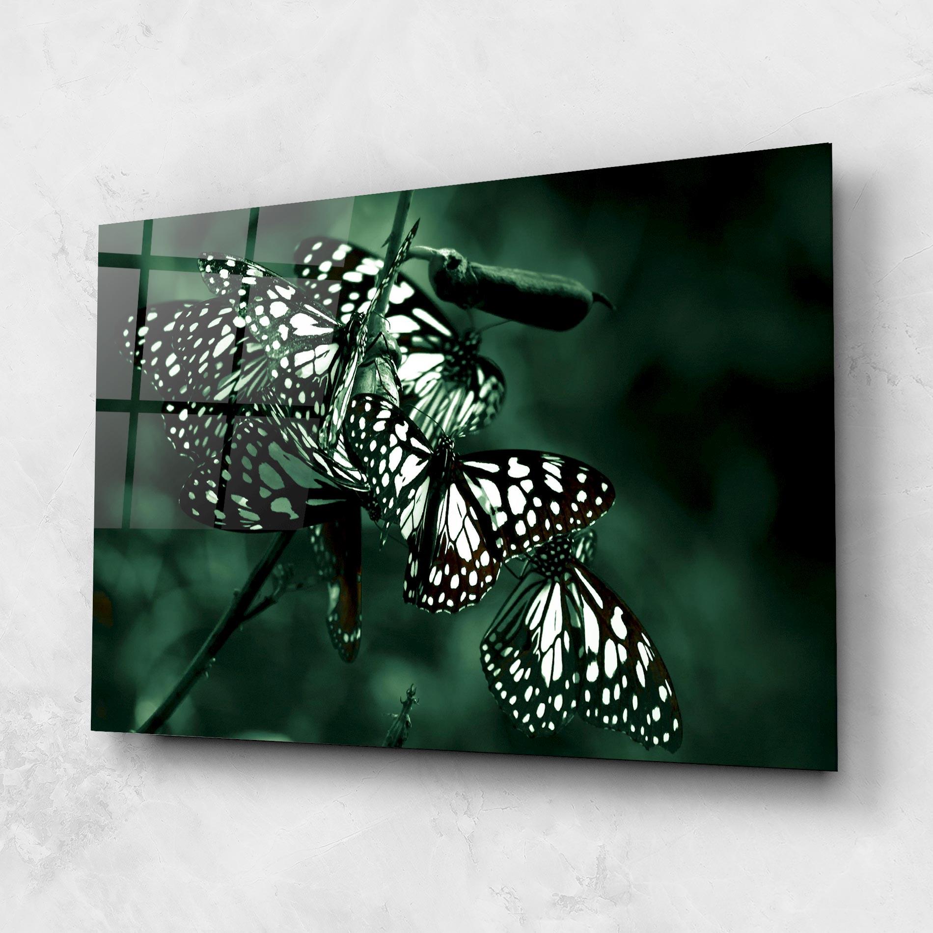 Tablou Sticla Black White Butterflies mockup 1