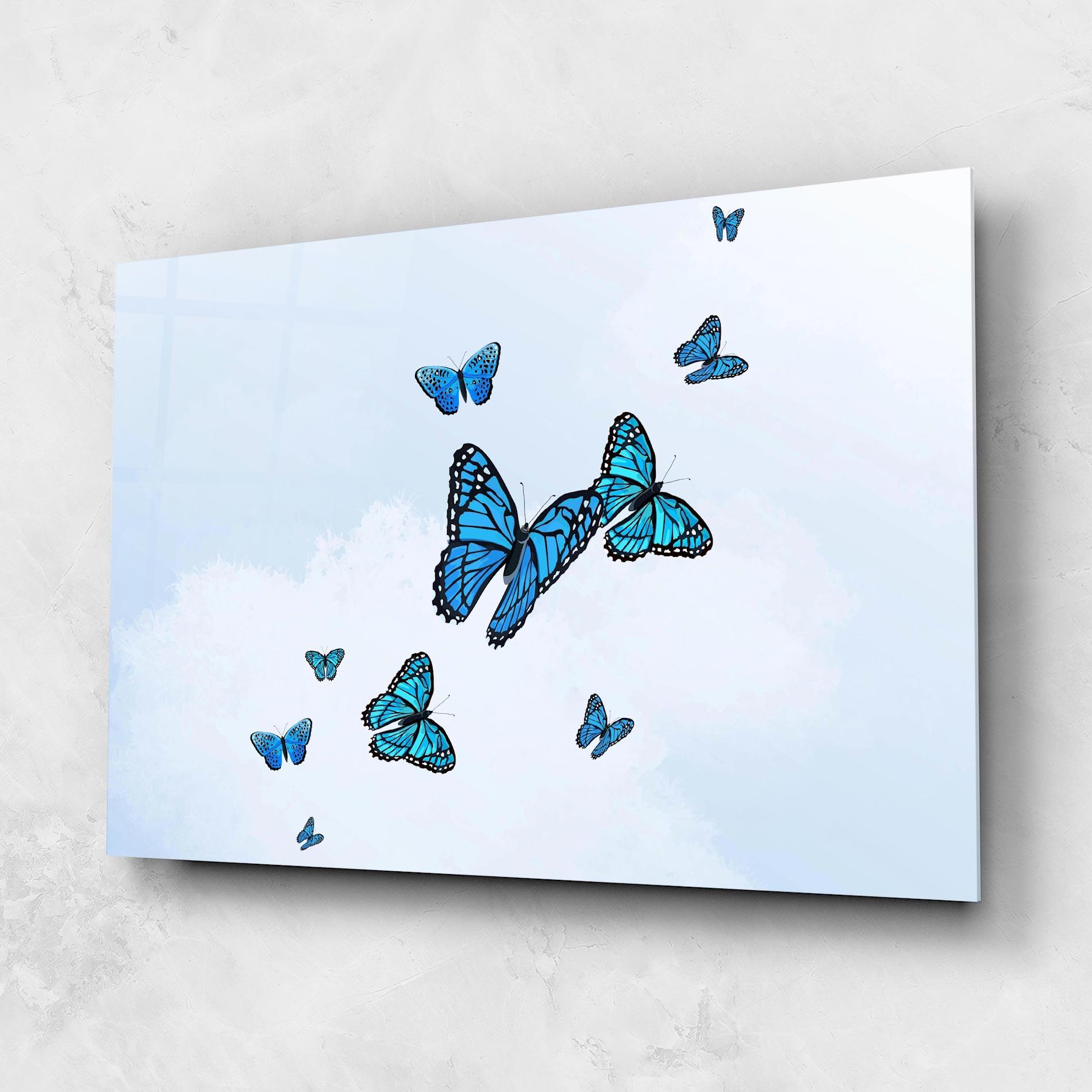 Tablou Sticla Blue Sky Butterfly mockup 1