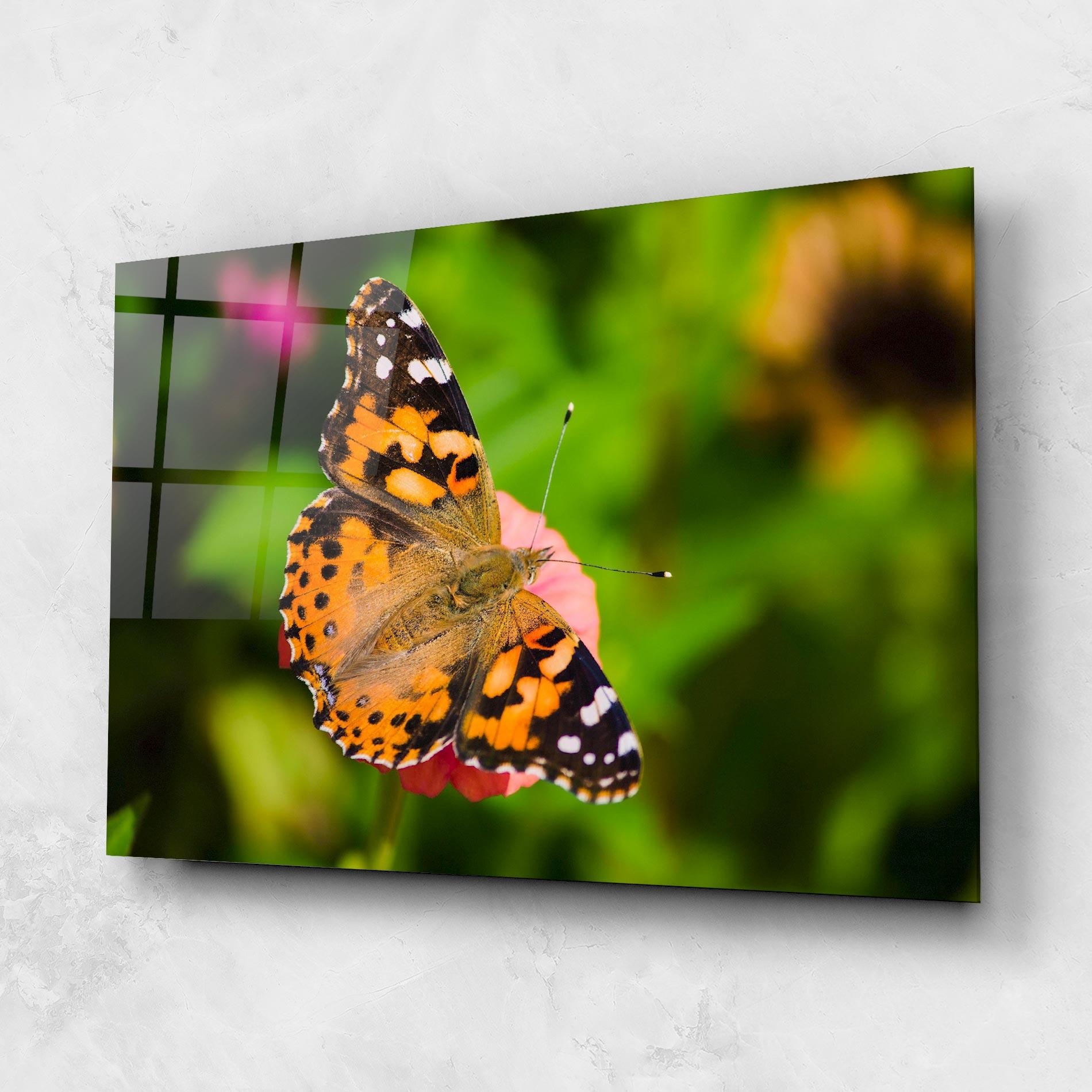 Tablou Sticla Butterfly On Flower mockup 1
