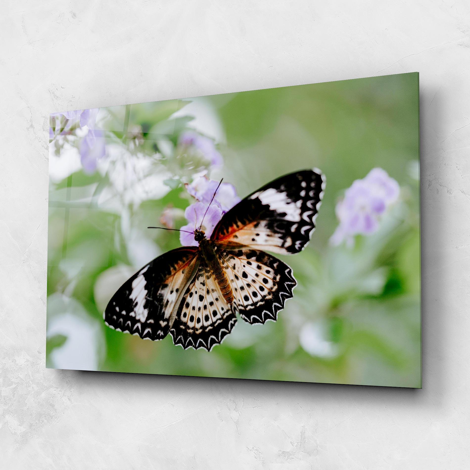 Tablou Sticla Cream Orange Butterfly mockup 1