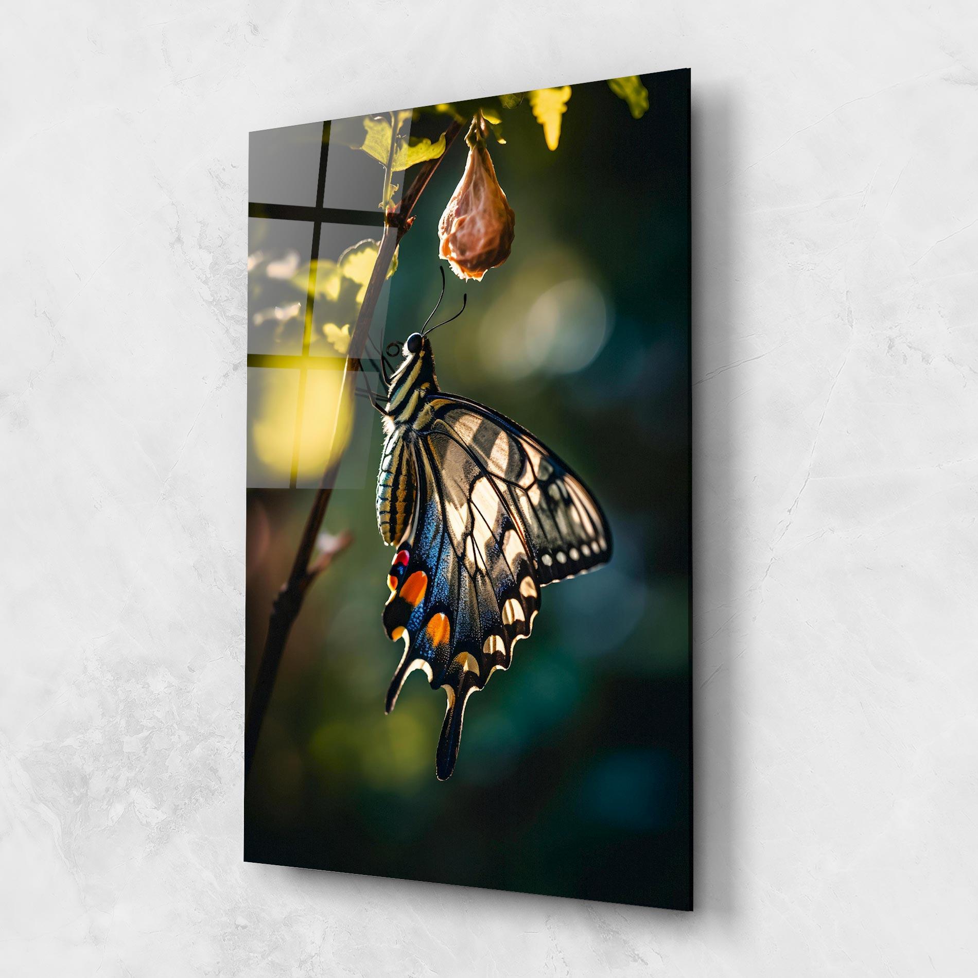 Tablou Sticla Blue Cream Butterfly mockup 1