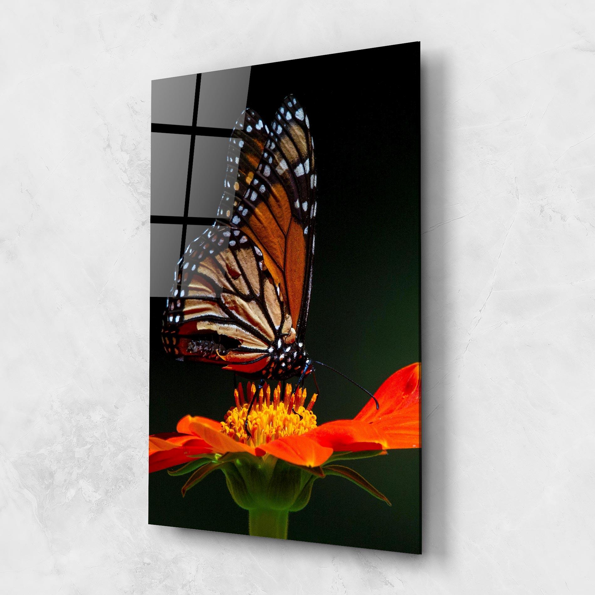 Tablou Sticla Dark Orange Butterfy mockup 1