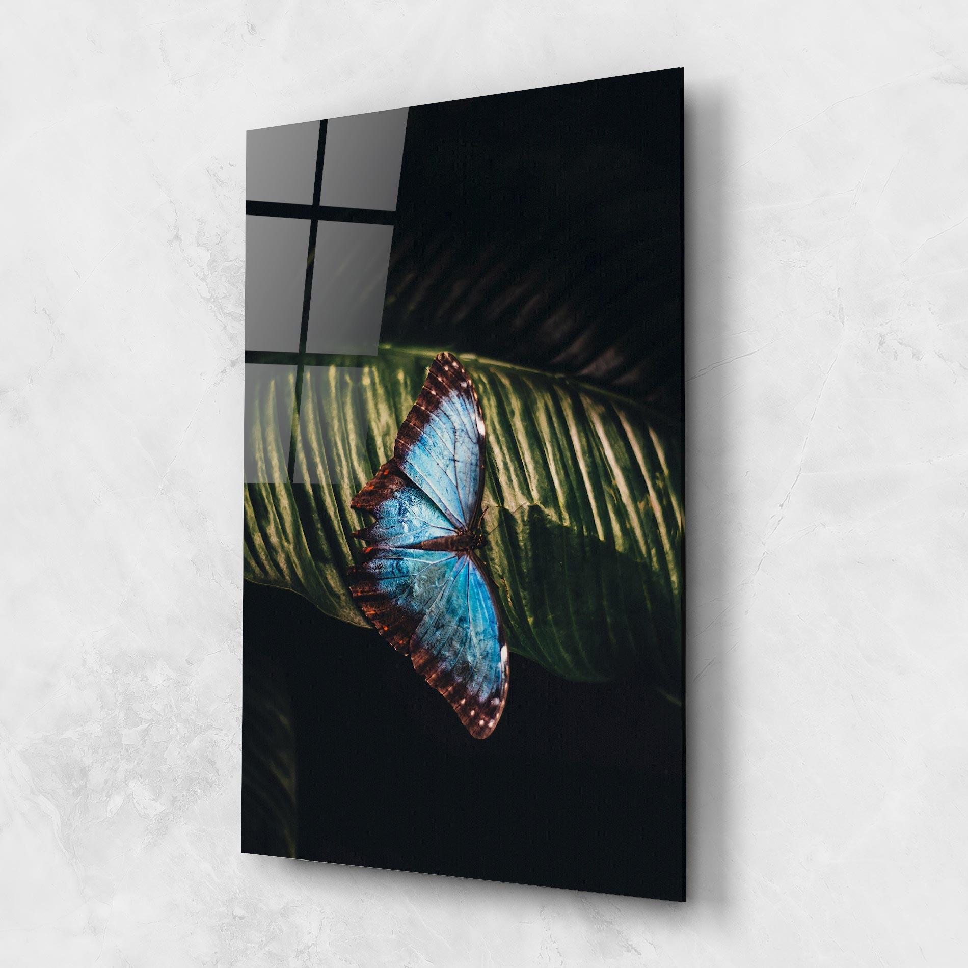 Tablou Sticla Light Blue Butterfly mockup 1