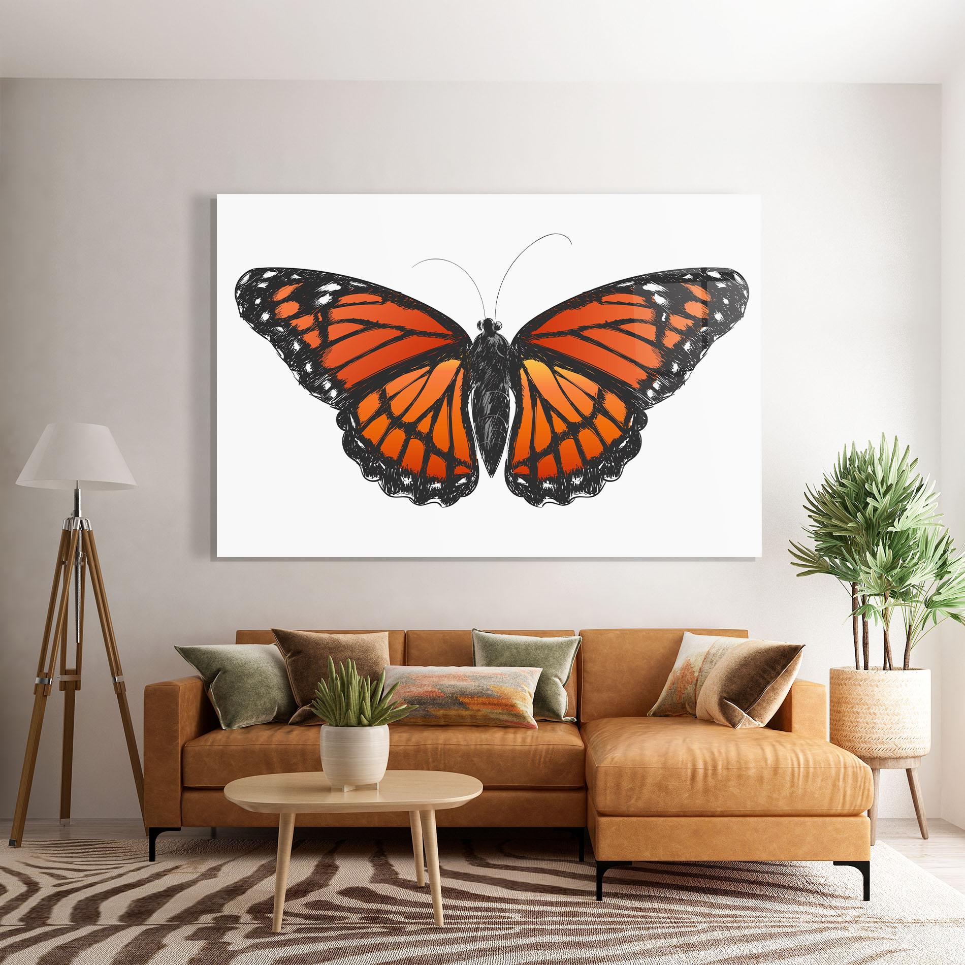 Tablou Sticla Beautiful Orange Butterfly mockup 7