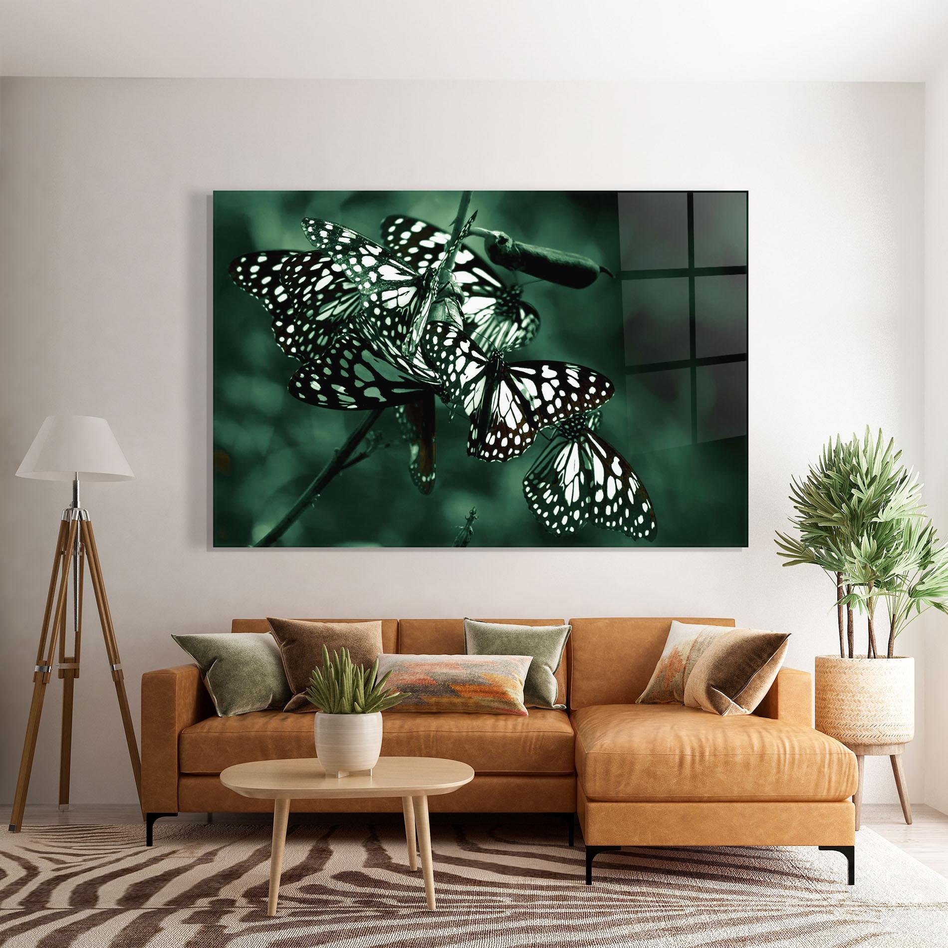 Tablou Sticla Black White Butterflies mockup 7