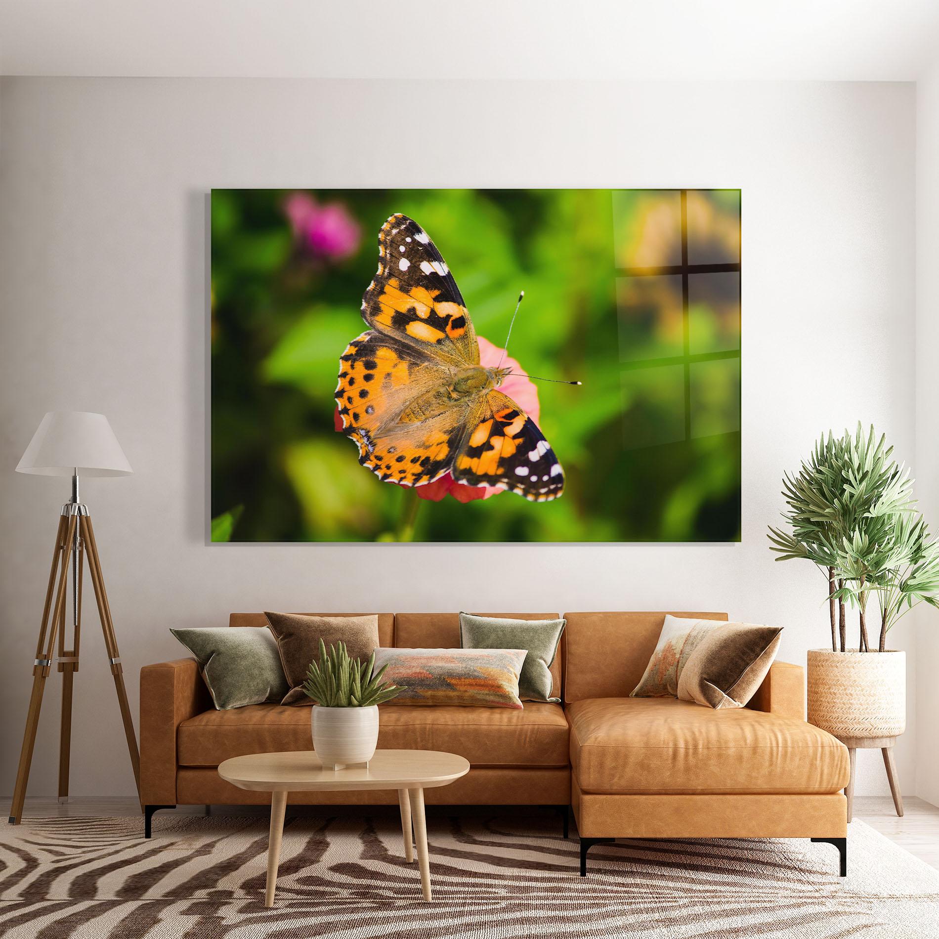 Tablou Sticla Butterfly On Flower mockup 7