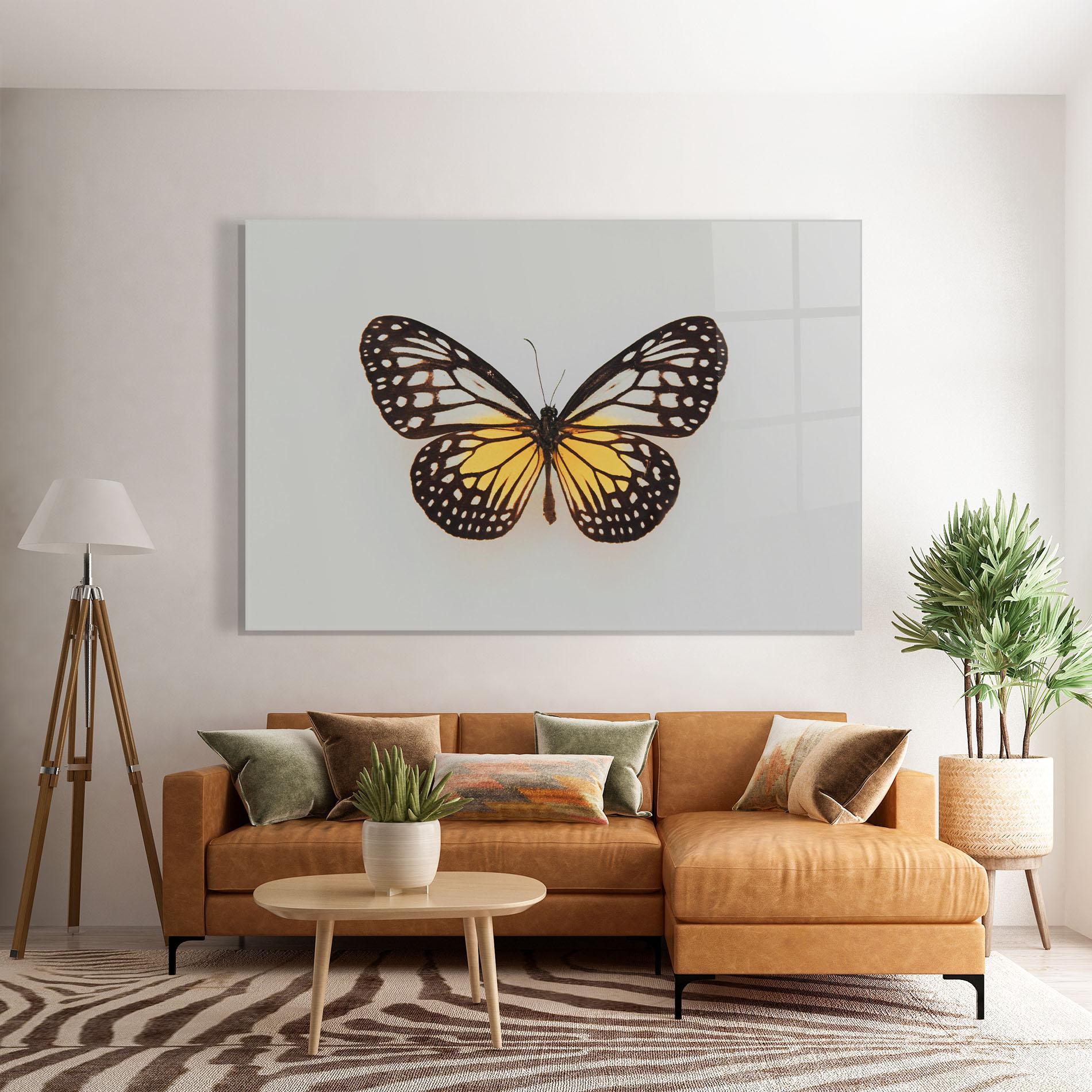 Tablou Sticla Butterfly On Grey mockup 7