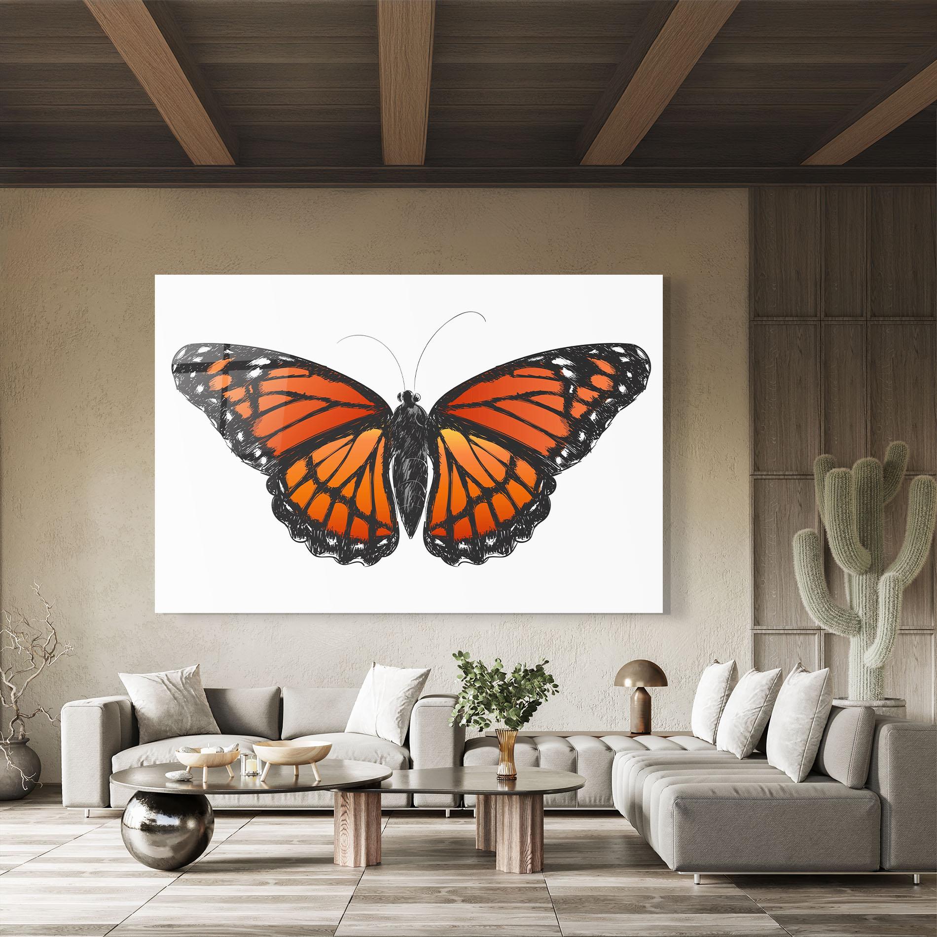 Tablou Sticla Beautiful Orange Butterfly mockup 8
