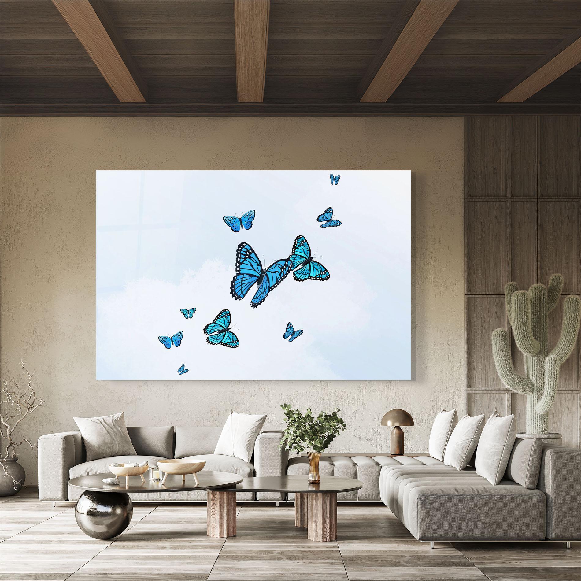 Tablou Sticla Blue Sky Butterfly mockup 8